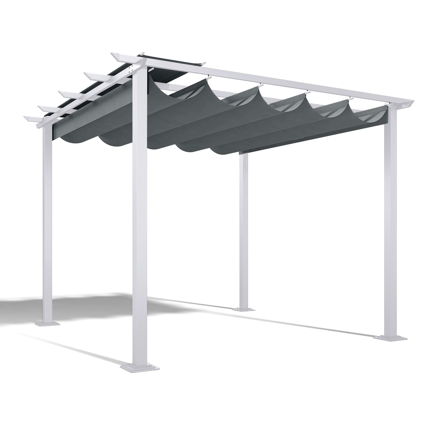 10-ft W x 10-ft L x 7-ft 3-in H Gray Metal Freestanding Pergola with Canopy