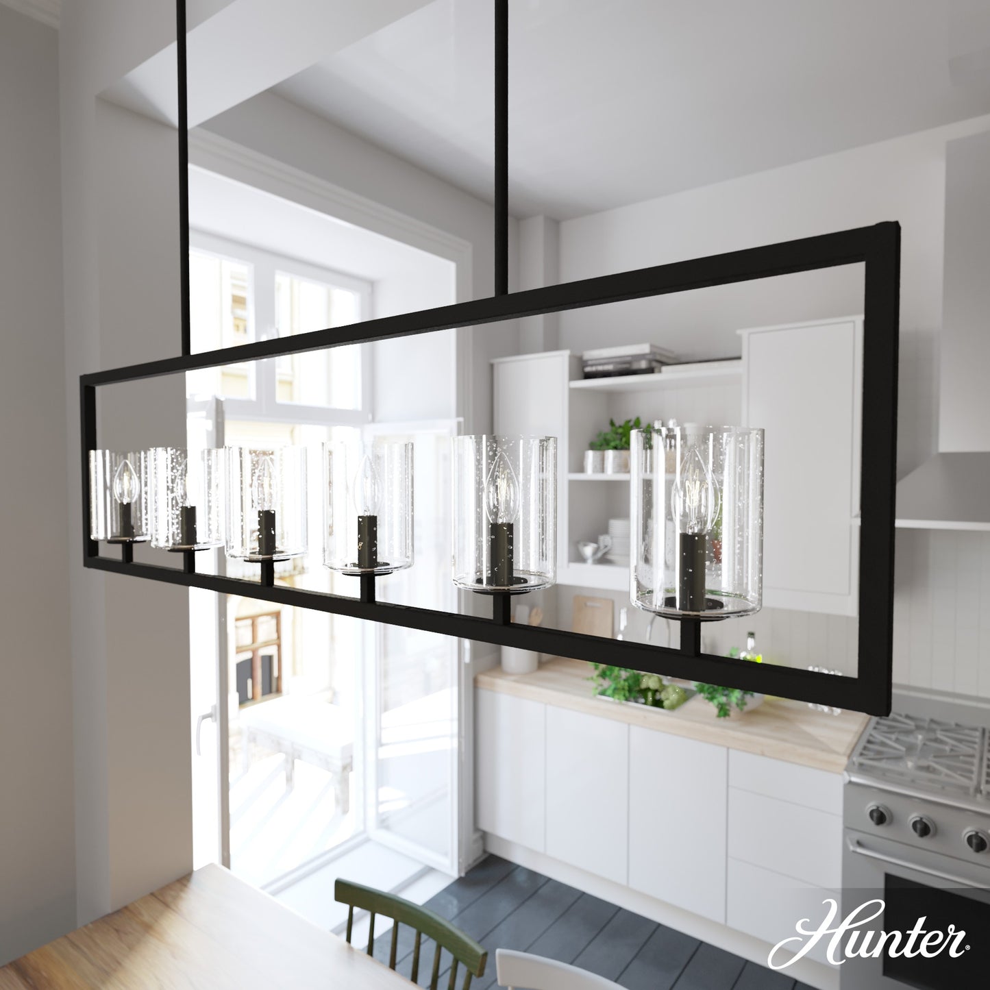 Hunter Kerrison 6 -Light Satin Black Modern/contemporary For Use in Bedrooms, Dining Rooms, Foyers, Kitchens, Living Rooms Chandelier 5281543