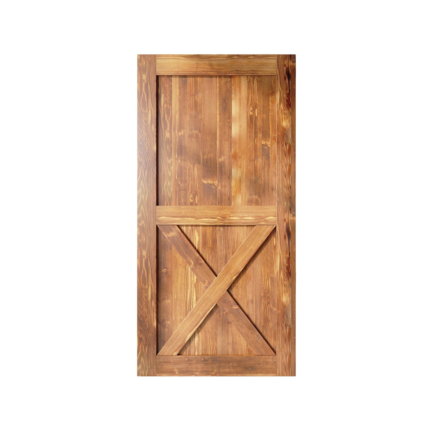 HOMACER 46-in x 84-in Early American X-frame Pine Wood Solid core Single Barn Door (Hardware Not Included)