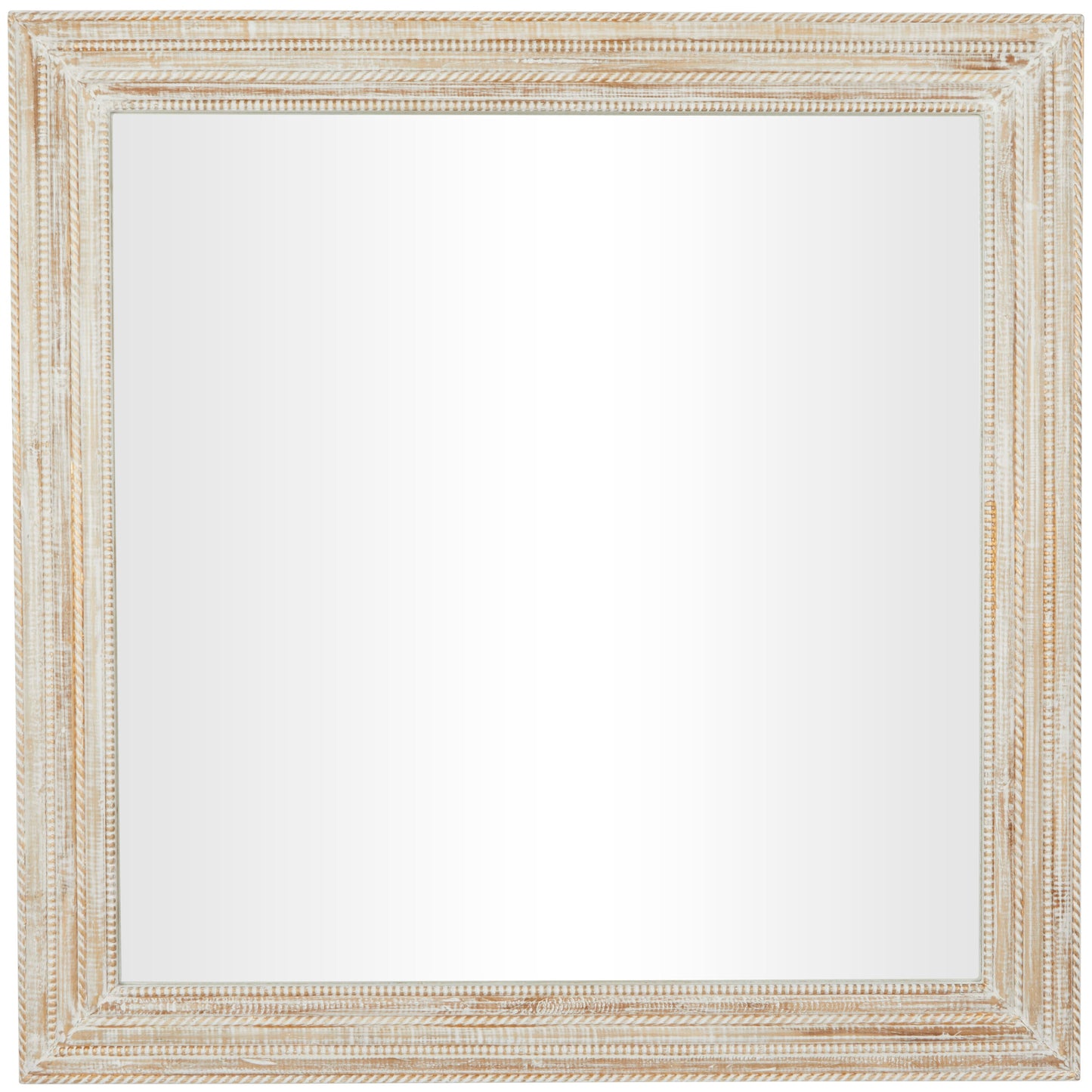 Grayson Lane 43.5-in W x 43.5-in H Square Cream Handmade Framed Wall Mirror