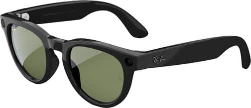 Ray-Ban Meta - Headliner Low Bridge Fit Smart Glasses, Meta AI, Audio, Photo, Video Compatibility - Green Lenses - Shiny Black