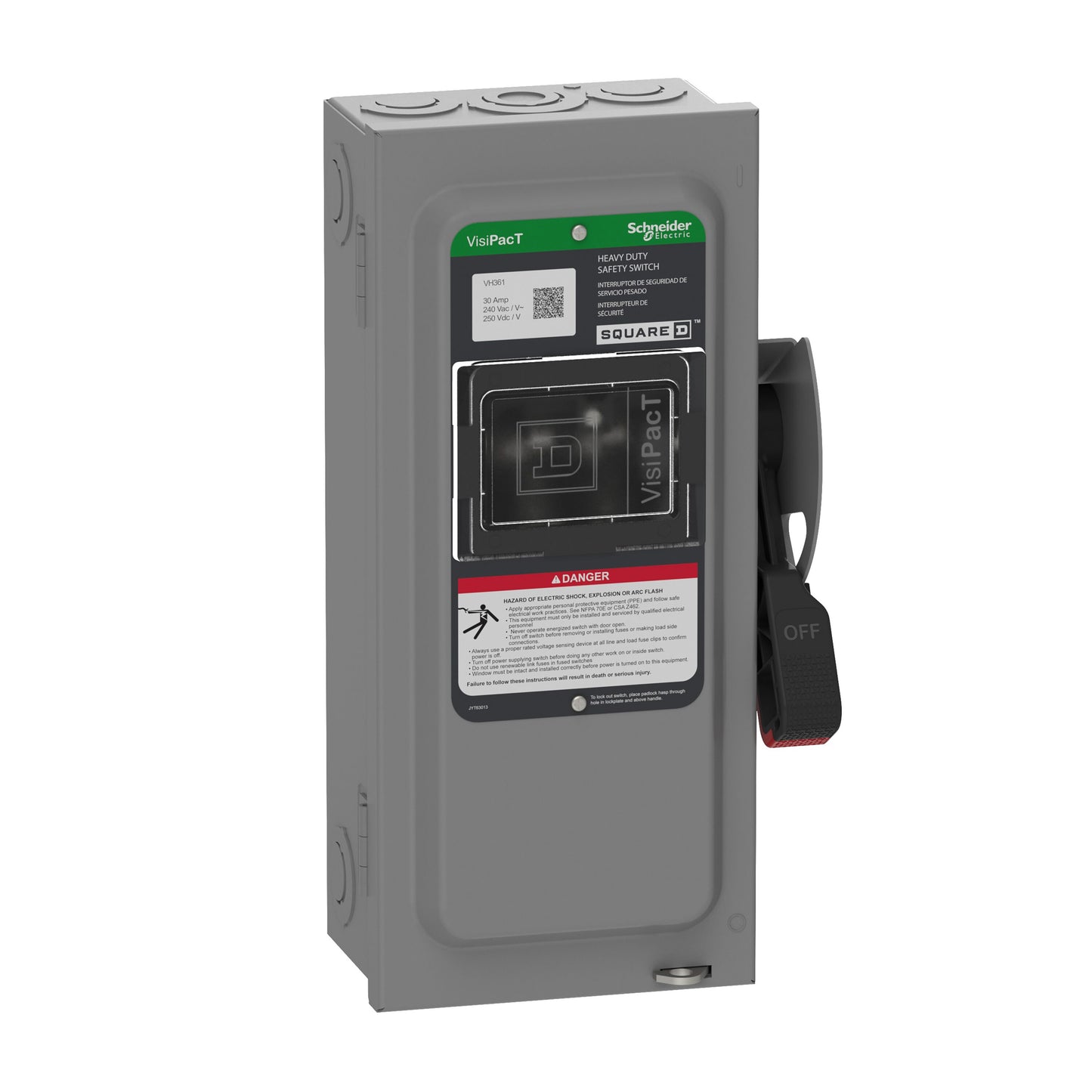 Square D VisiPacT 30 Amp 3-phase (600v) Fusible Indoor Heavy-duty Safety Switch Disconnect VH361