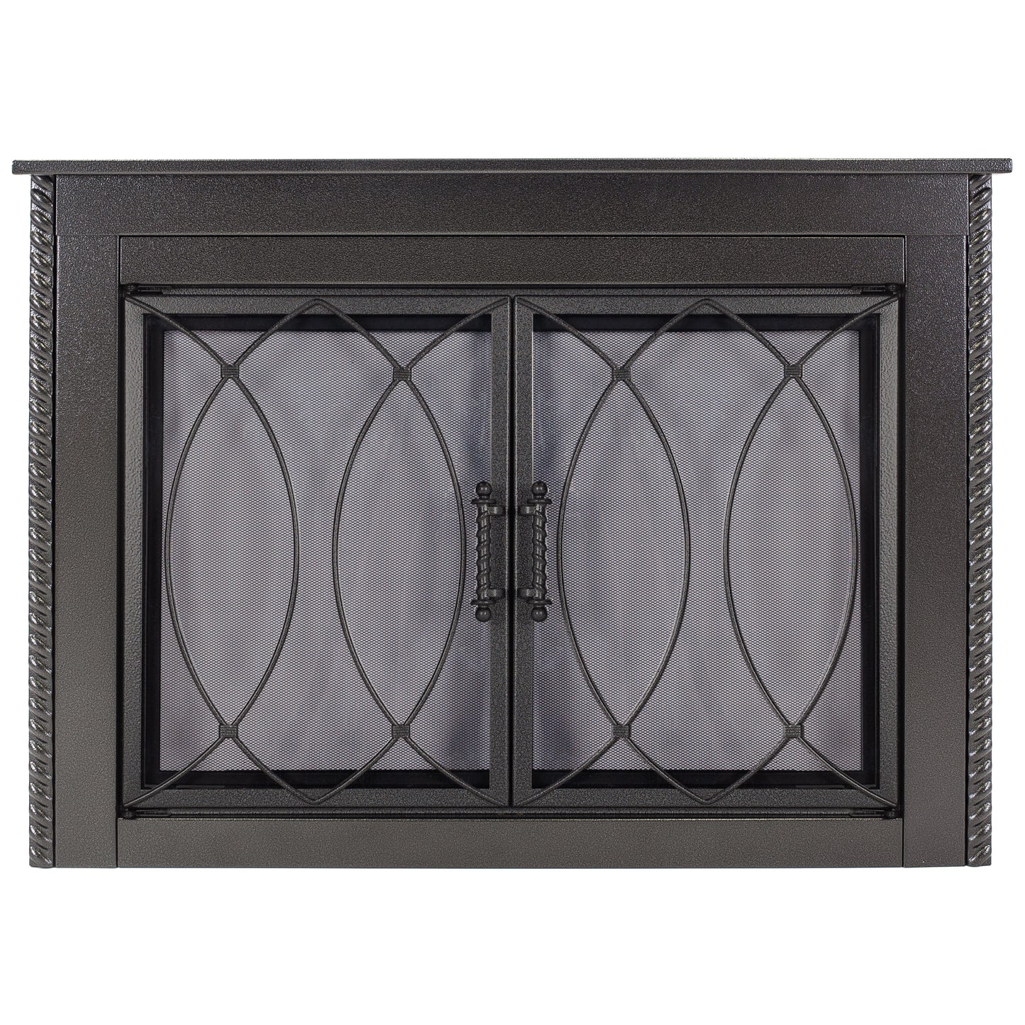 Pleasant Hearth Amhearst Hammered Black Large Cabinet-style Fireplace Doors with Smoke Tempered Glass AM-2102