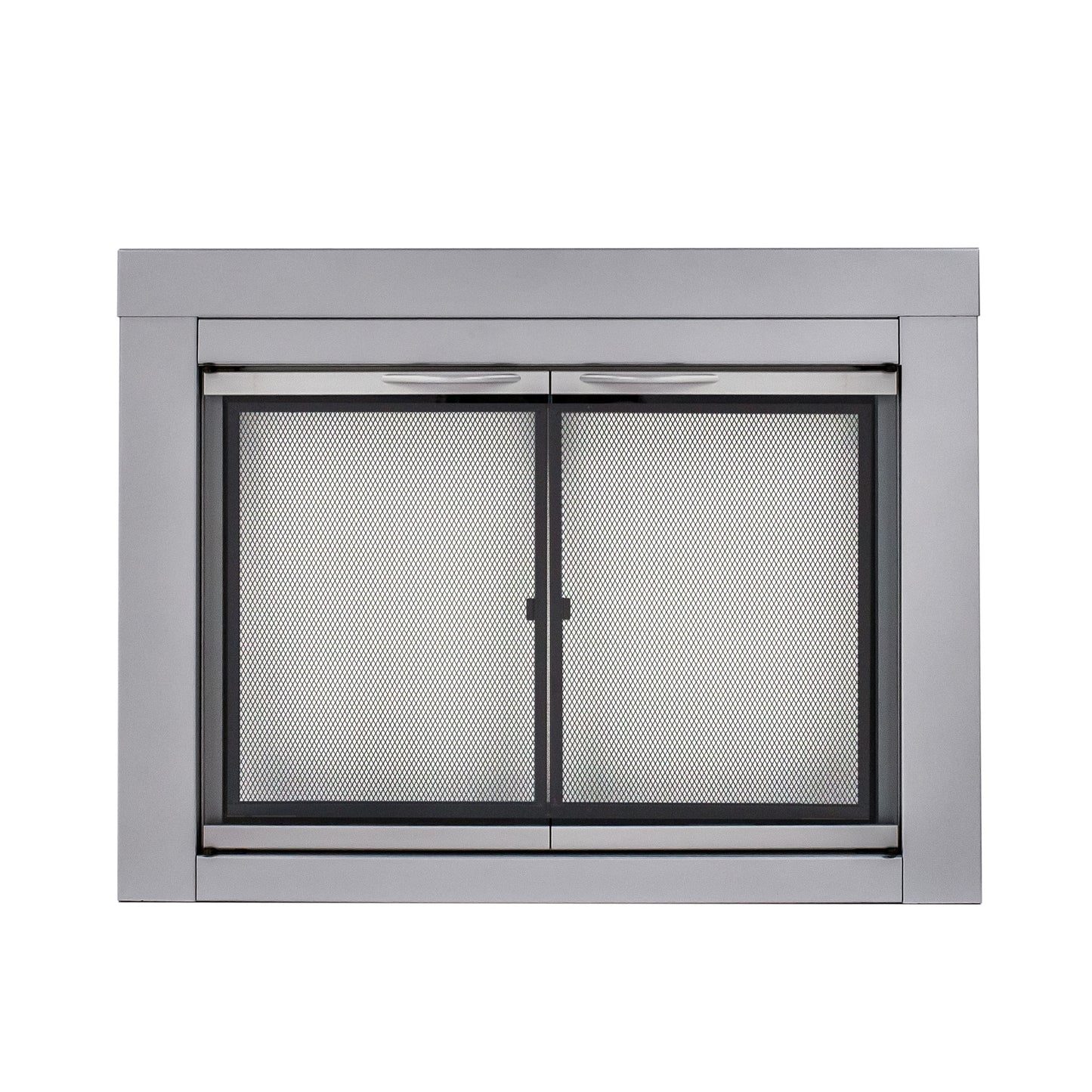 Pleasant Hearth Alpine Skyline Nickel Medium Cabinet-style Fireplace Doors with Clear Tempered Glass AN-1011SN