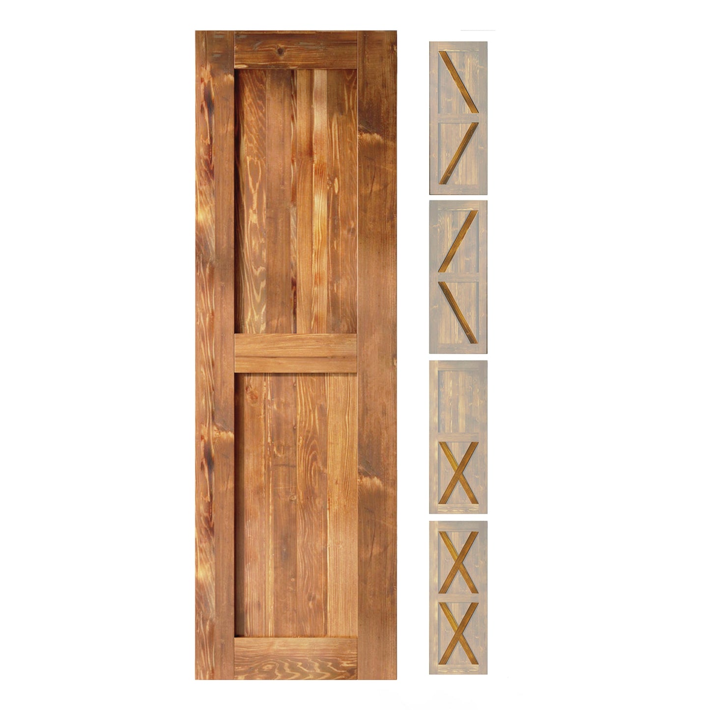 HOMACER 30-in x 80-in Early American Pine Wood Solid core Single Barn Door (Hardware Not Included)
