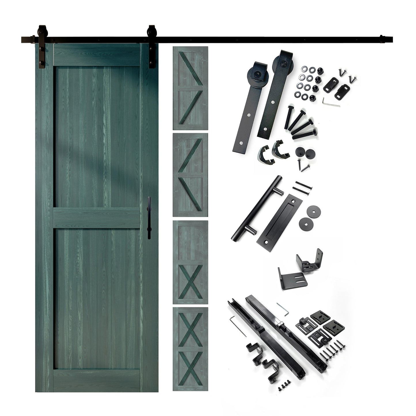 HOMACER 34-in x 80-in Royal Pine Pine Wood Solid core Single Barn Door (Hardware Included)