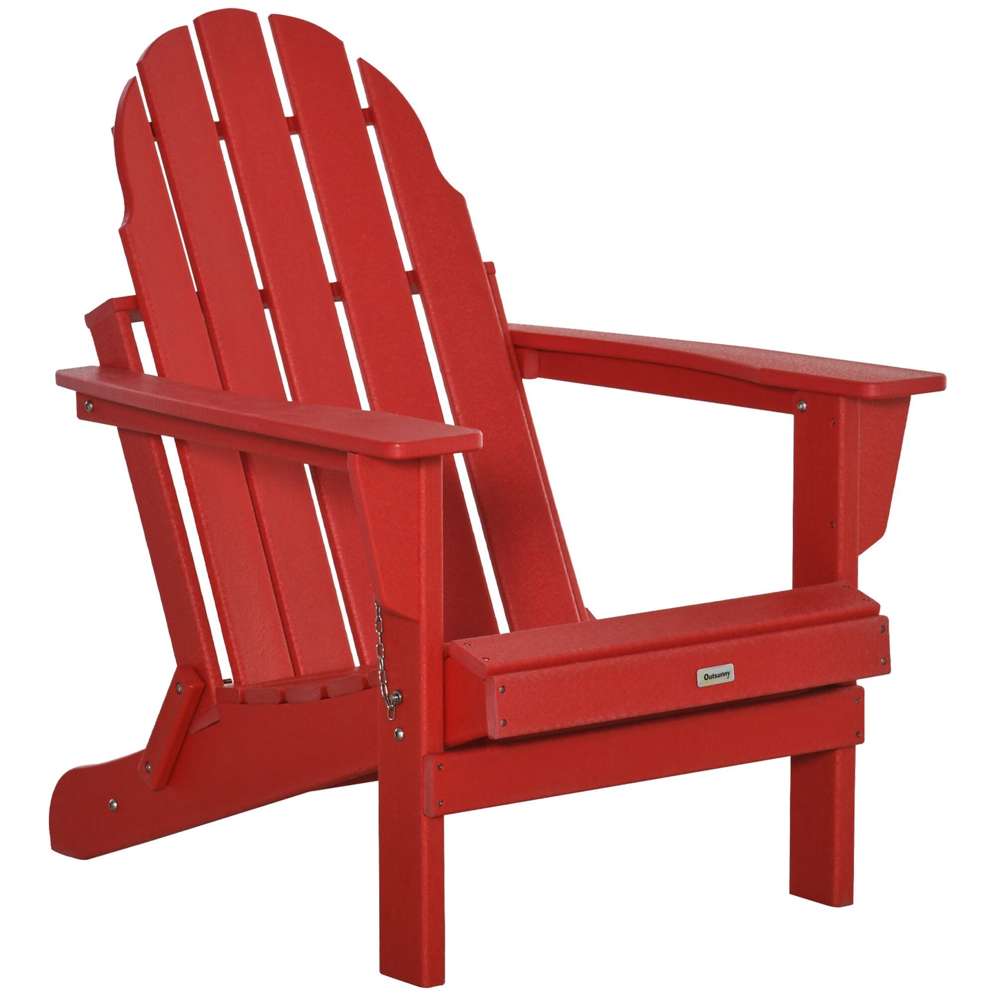 CESICIA Patio Chairs Red Polyethylene Frame Stationary Adirondack Chair with Solid Seat