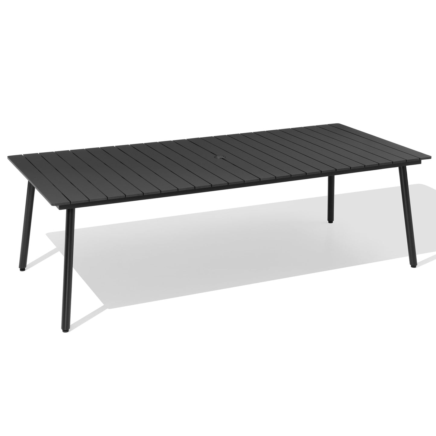 Crestlive Products 95-in Patio Plastic-Wood Top Aluminum Frame Rectangle Outdoor Dining Table 42.12-in W x 94.48-in L with Umbrella Hole