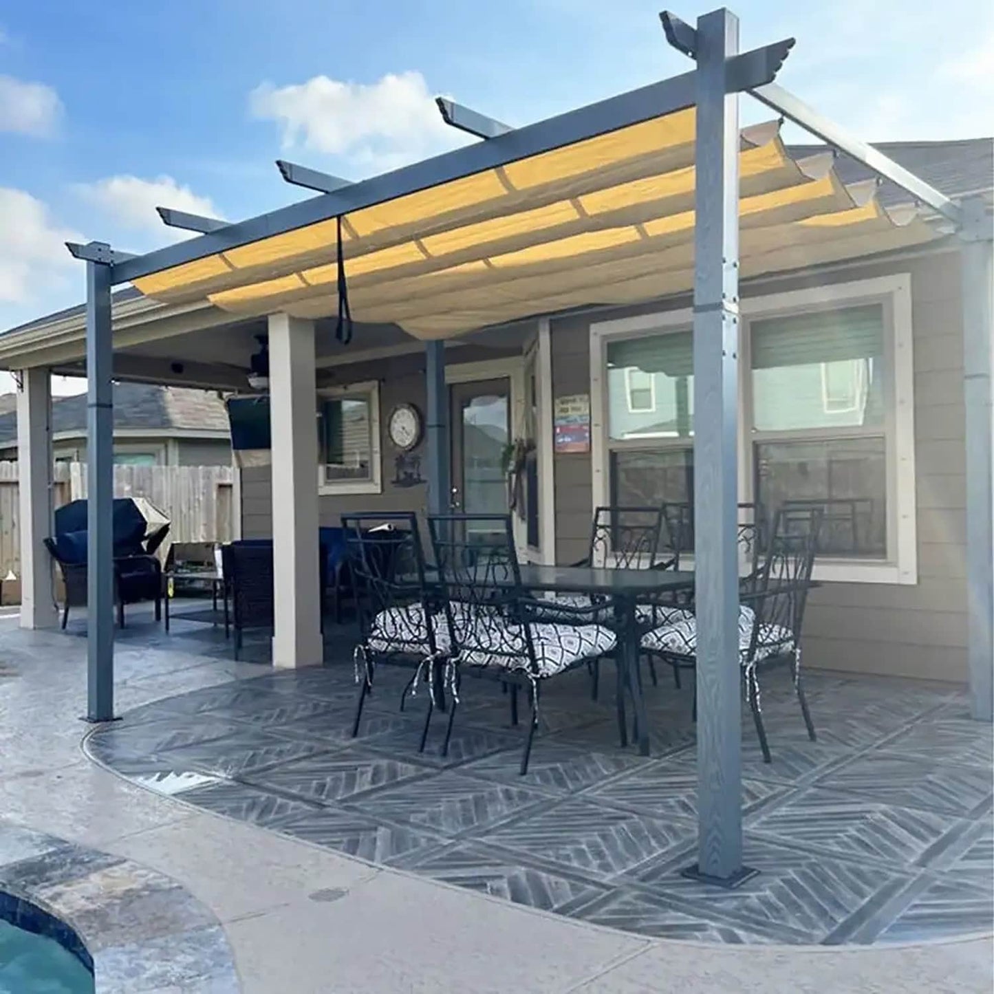 PURPLE LEAF Pergola 10-ft W x 13-ft L x 7-ft 6-in H Beige Metal Freestanding Pergola with Canopy