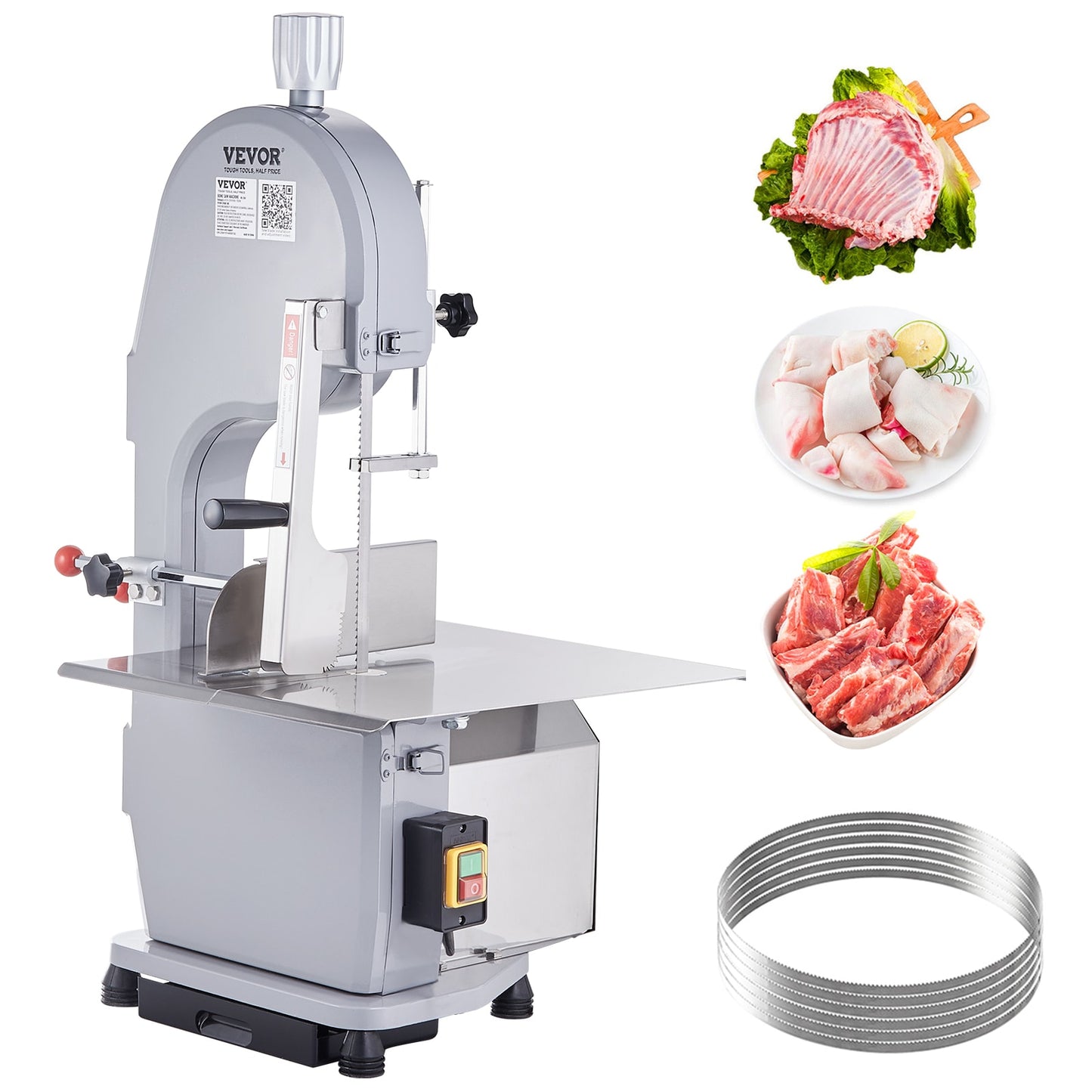 VEVOR 1100 W Meat Bone Cutting Machine 441-Speed Commercial/Residential Food Slicer with Thickness Control (Aluminum Alloy + Stainless Steel) TSJGJ1100W420AHCPV1