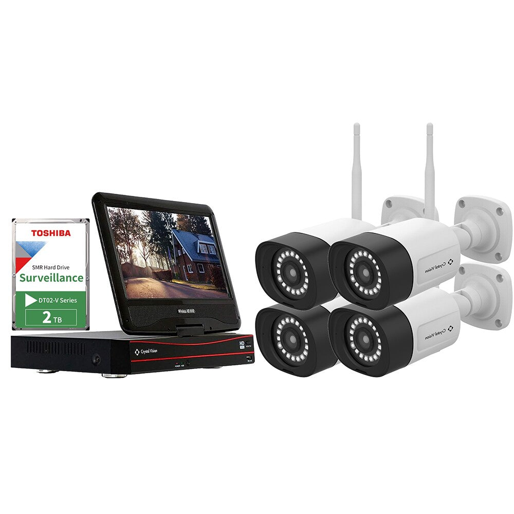 Crystal Vision Indoor/Outdoor 4-Camera Hardwired Floodlight 2Gb Hard Drive Security Camera System CVT804C-35WB