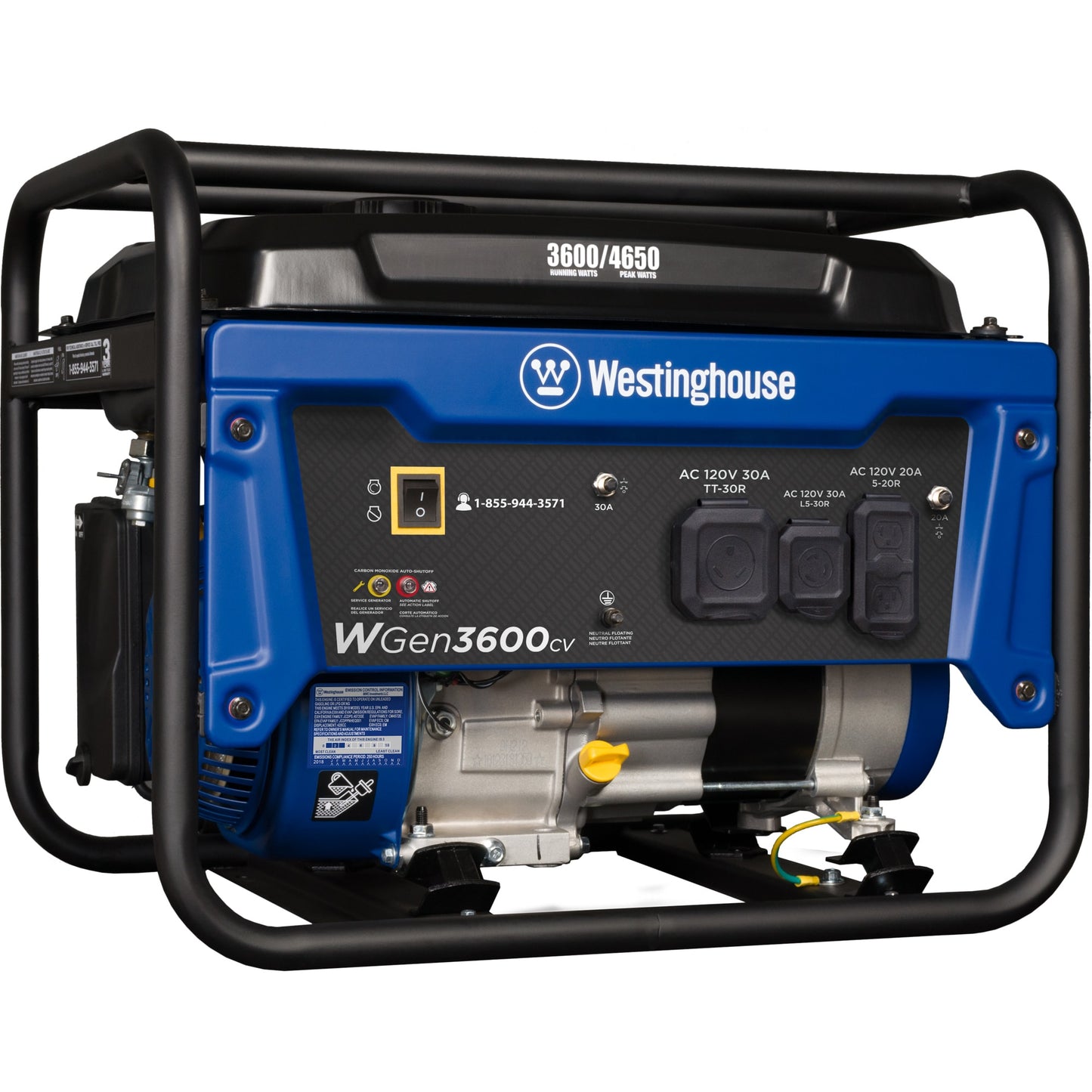 Westinghouse WGen3600cv Recoil Start 3600-Watt Single Fuel (Gasoline) Portable Generator WGEN3600CV