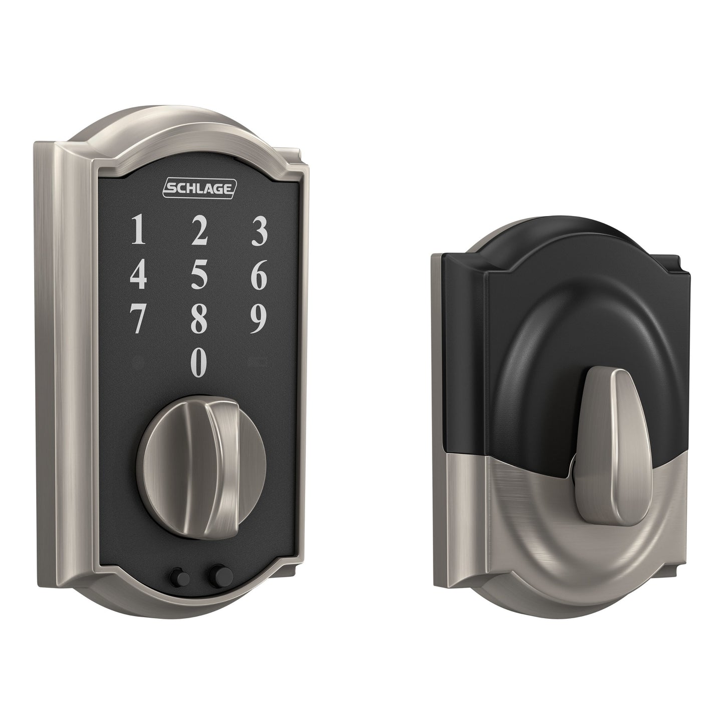 Schlage Touch Camelot Satin Nickel Electronic Deadbolt Touchscreen Keypad BE375 V CAM 619