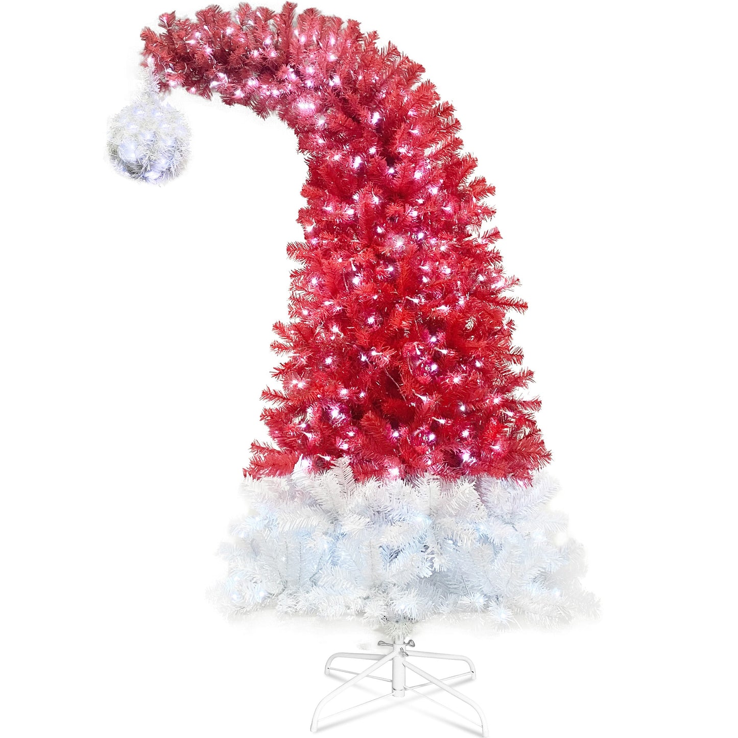 WELLFOR 6-ft Pre-lit Red Artificial Christmas Tree LED Lights