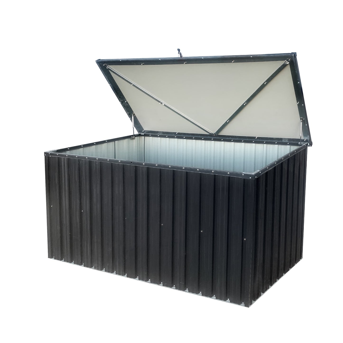 WELLFOR YZ Outdoor Storage Box 160-Gallon Black Metal Deck Box