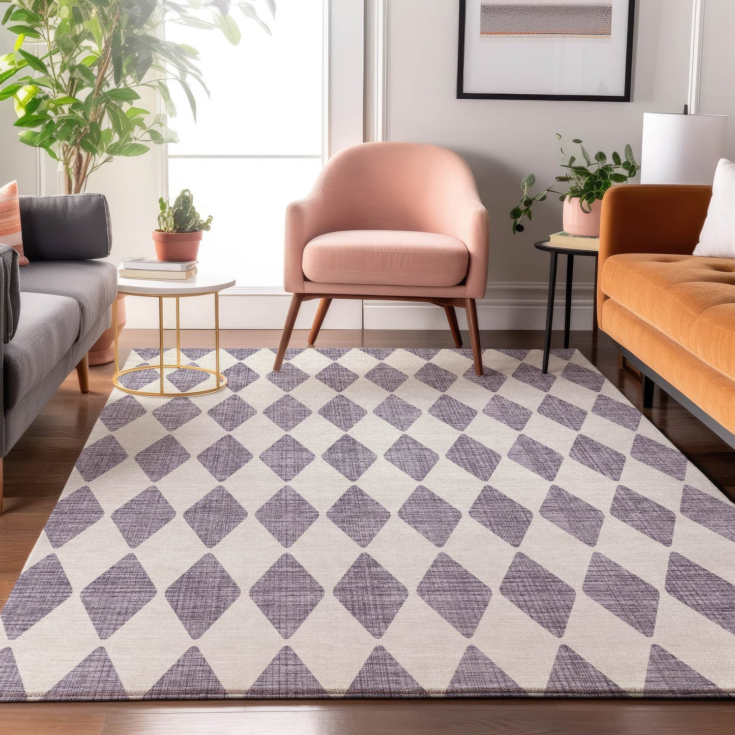 Addison Rugs Mayfield AMF578PP 8 x 10 (ft) Loomed Purple Rectangular Indoor Geometric Machine washable Pet Friendly Area rug