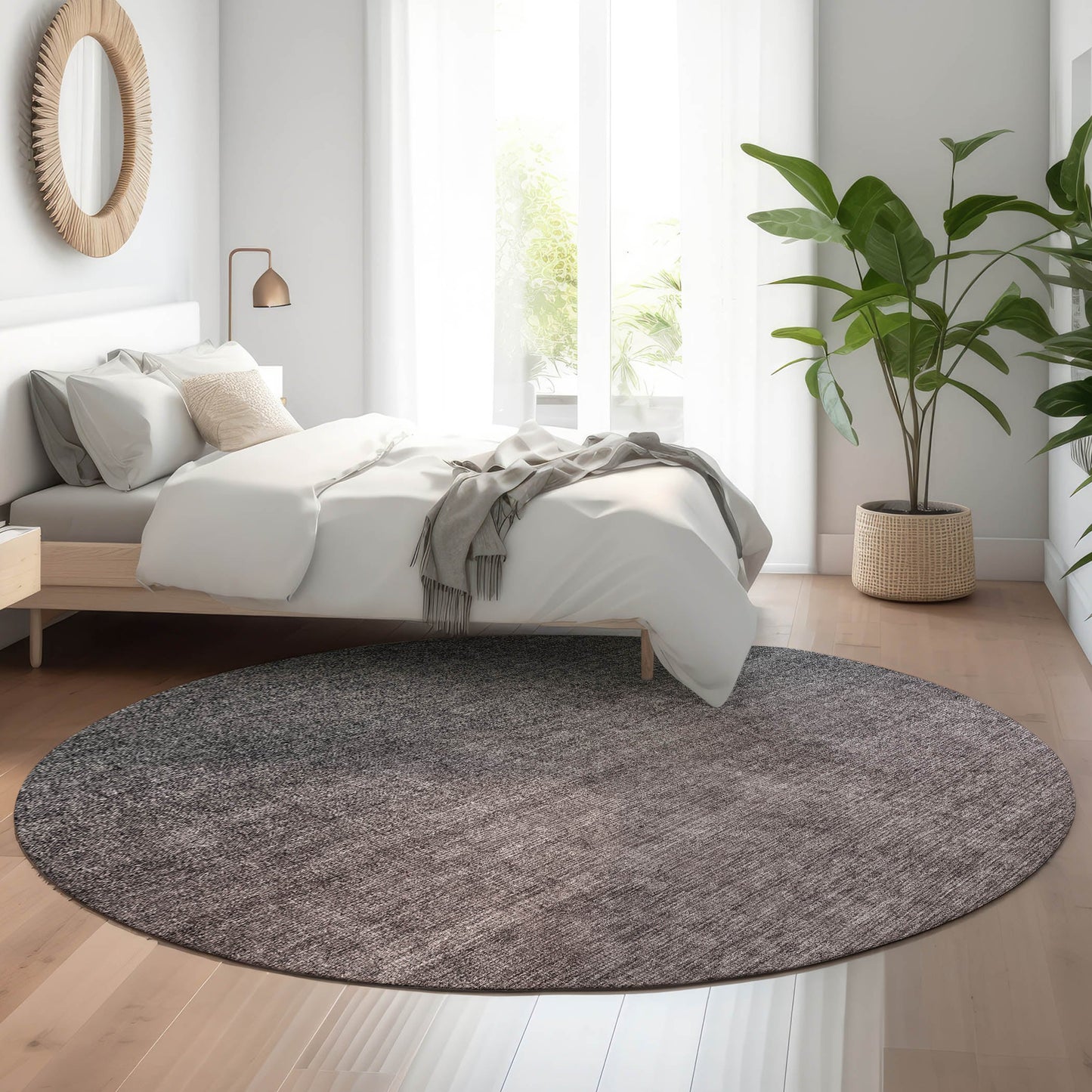 Addison Rugs Mayfield AMF587GY 8 x 8 (ft) Loomed Gray Round Indoor Geometric Machine washable Pet Friendly Area rug