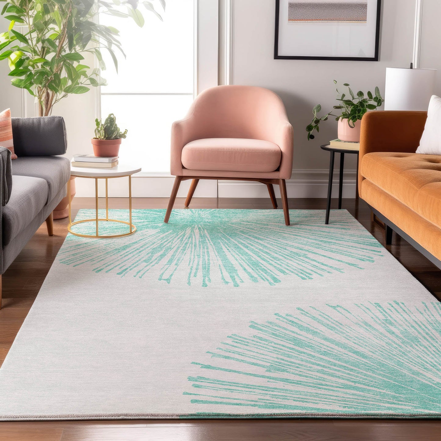Addison Rugs Mayfield AMF642TE 8 x 10 (ft) Loomed Teal Rectangular Indoor Geometric Machine washable Pet Friendly Area rug