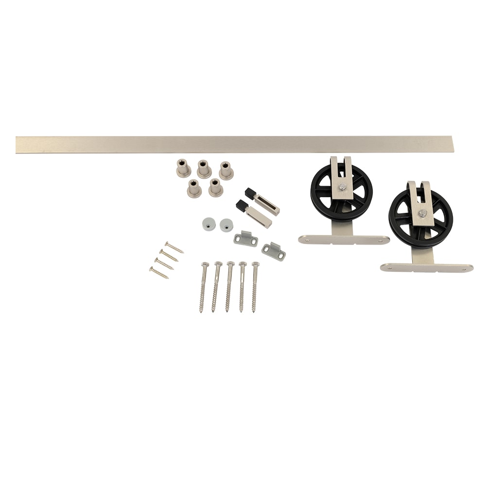 RELIABILT 78-3/4-in Satin Satin Nickel Indoor Wagon wheel Single Barn door hardware kit