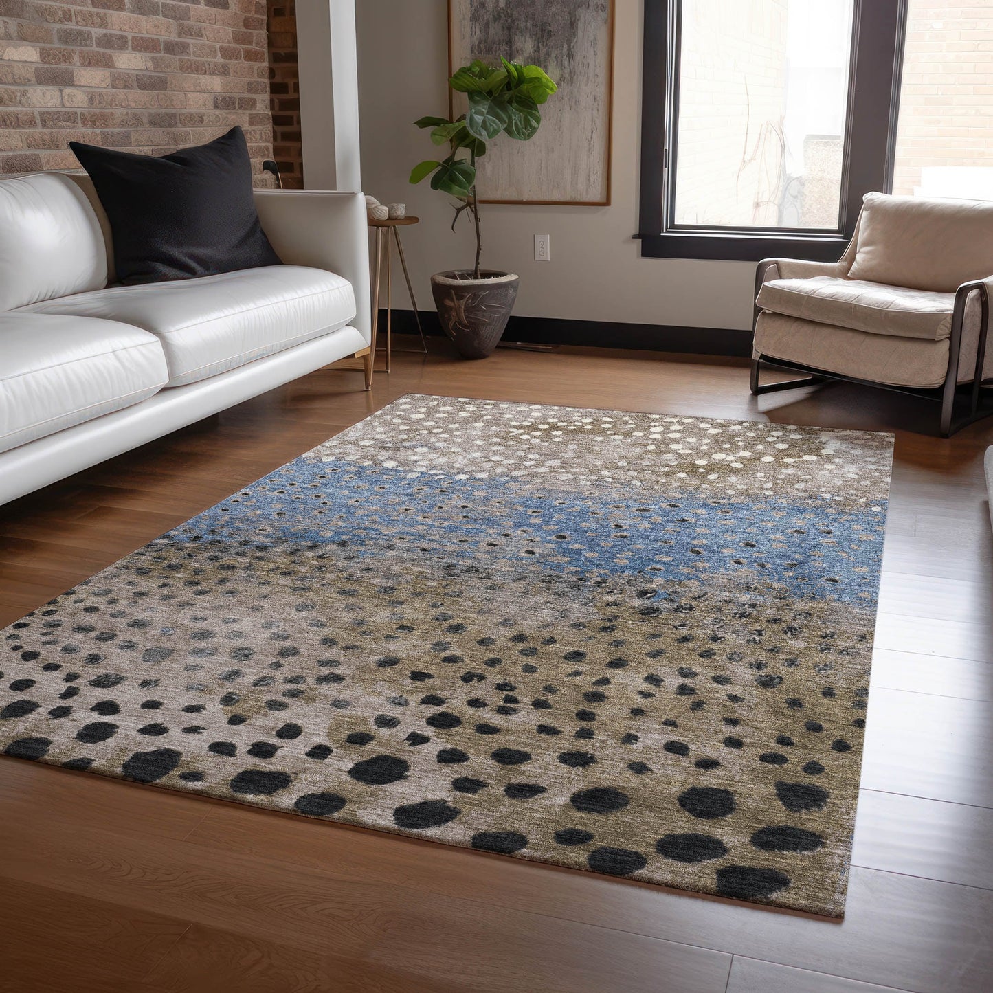 Addison Rugs Chantille ACN1369KH 8 x 10 (ft) Khaki Rectangular Indoor/Outdoor Geometric Machine washable Pet Friendly Area rug