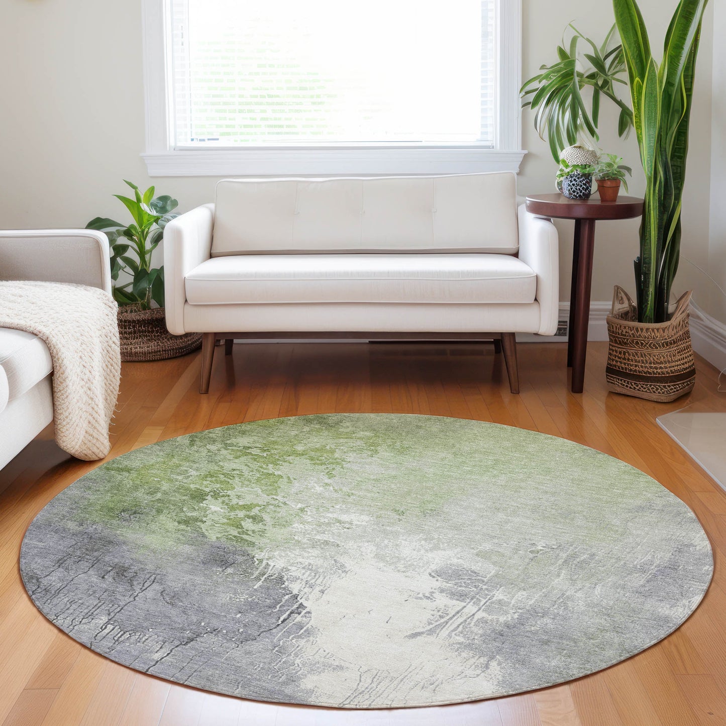 Addison Rugs Chantille ACN1842AL 8 x 8 (ft) Loomed Aloe Round Indoor/Outdoor Geometric Machine washable Pet Friendly Area rug