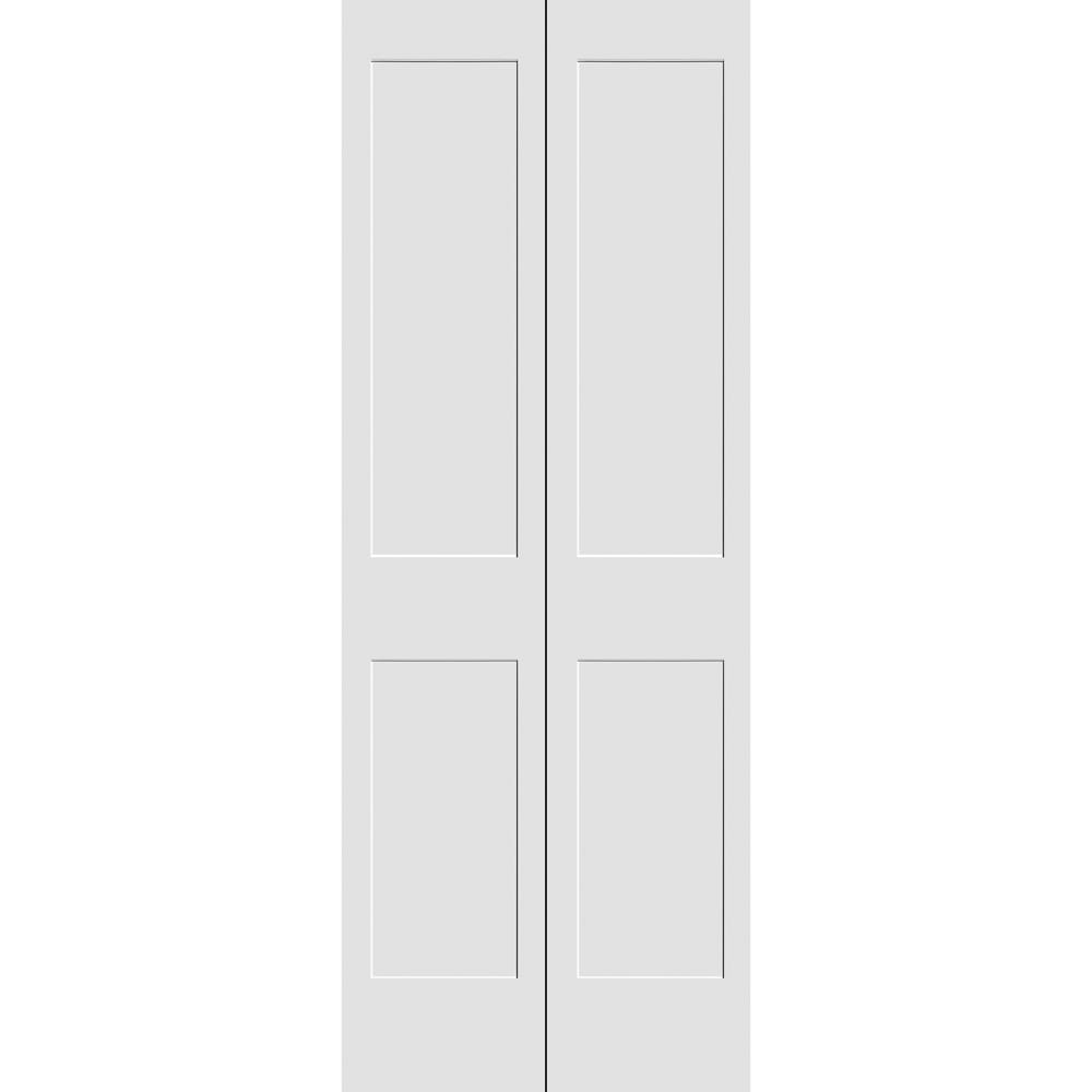 CODEL Doors Primed 8402 Series Bifold 24-in x 80-in Primed White/Unfinished 2-panel square Smooth Solid core Primed Pine Wood Closet Bifold Door ( Hardware Included )