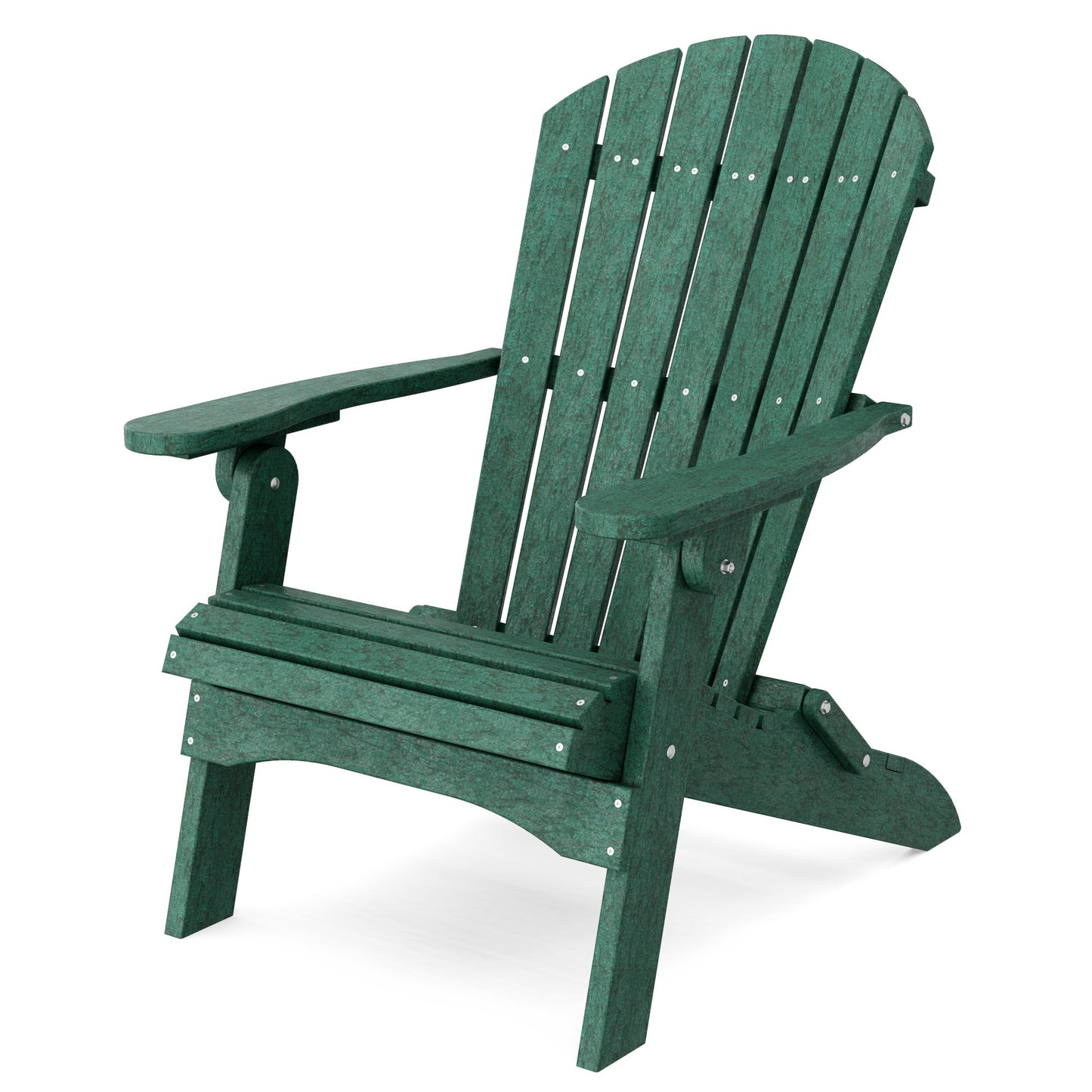Wildridge Heritage Folding Turf Green HDPE Frame Stationary Adirondack Chair with Slat Seat