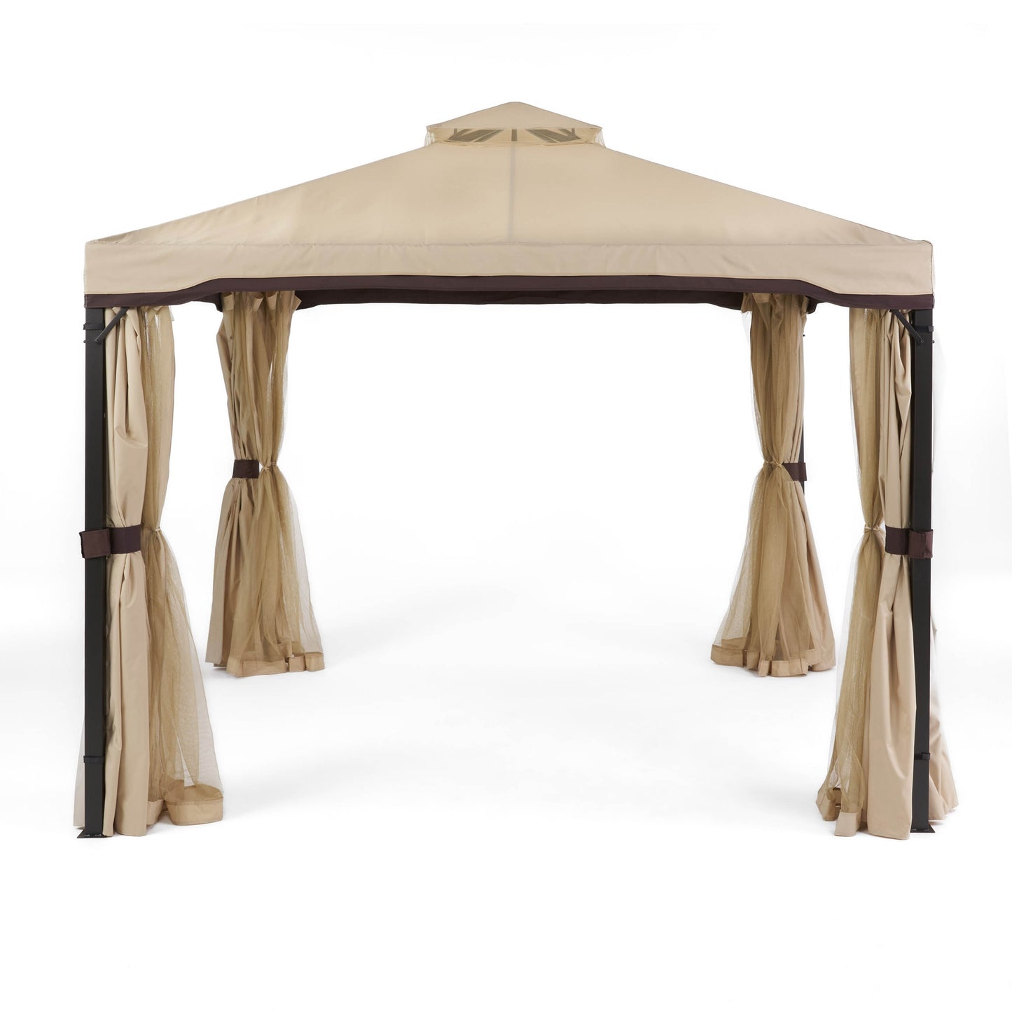 AAZJ 9.8-ft x 9.8-ft Gazebos Beige Gazebo with Soft Top Roof (Screen Included)