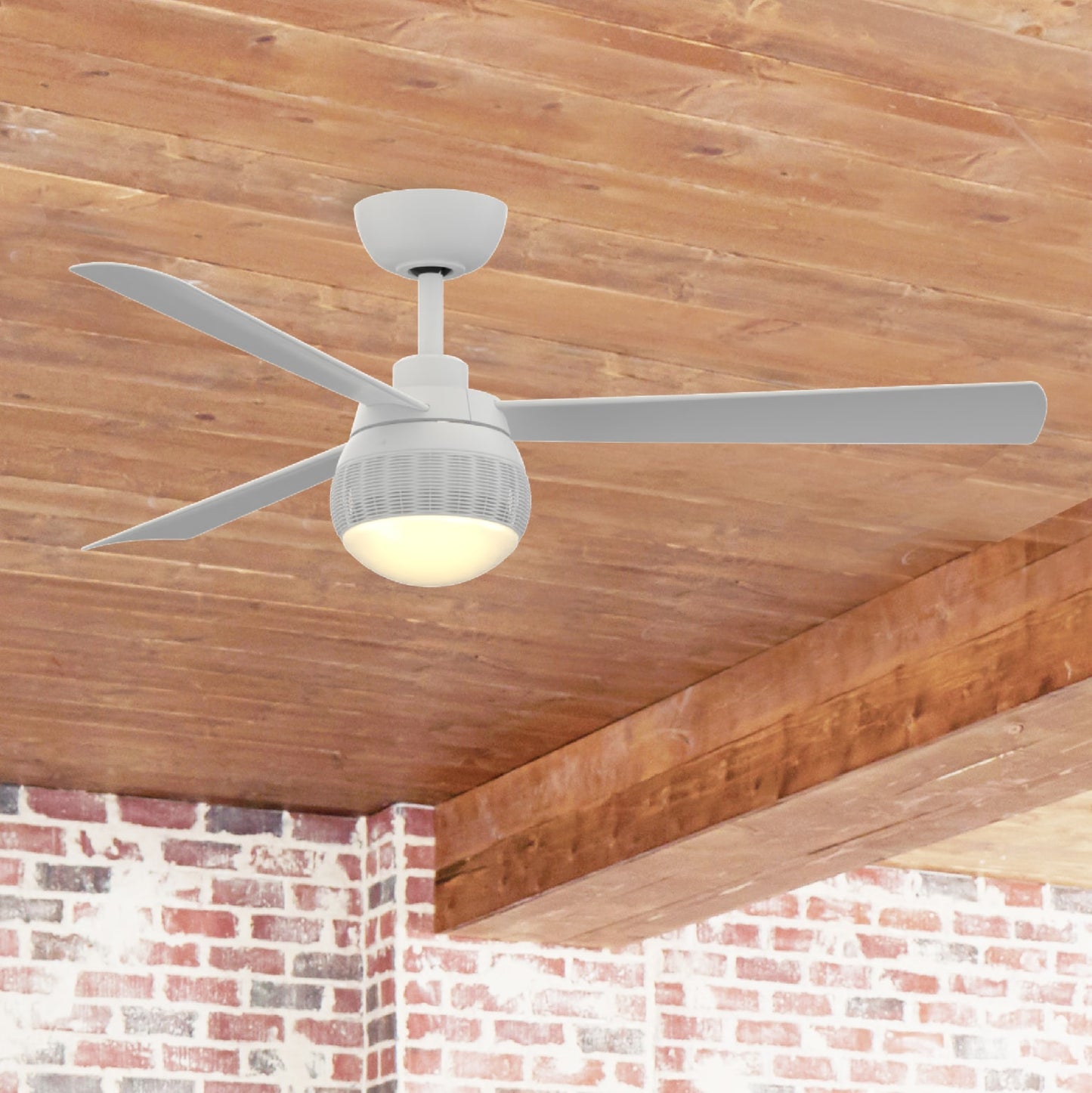 Fanimation Paget 52-in Integrated LED Outdoor White with Matte White Blades Ceiling Fan With Light - Remote Included ( 3 -Blade )