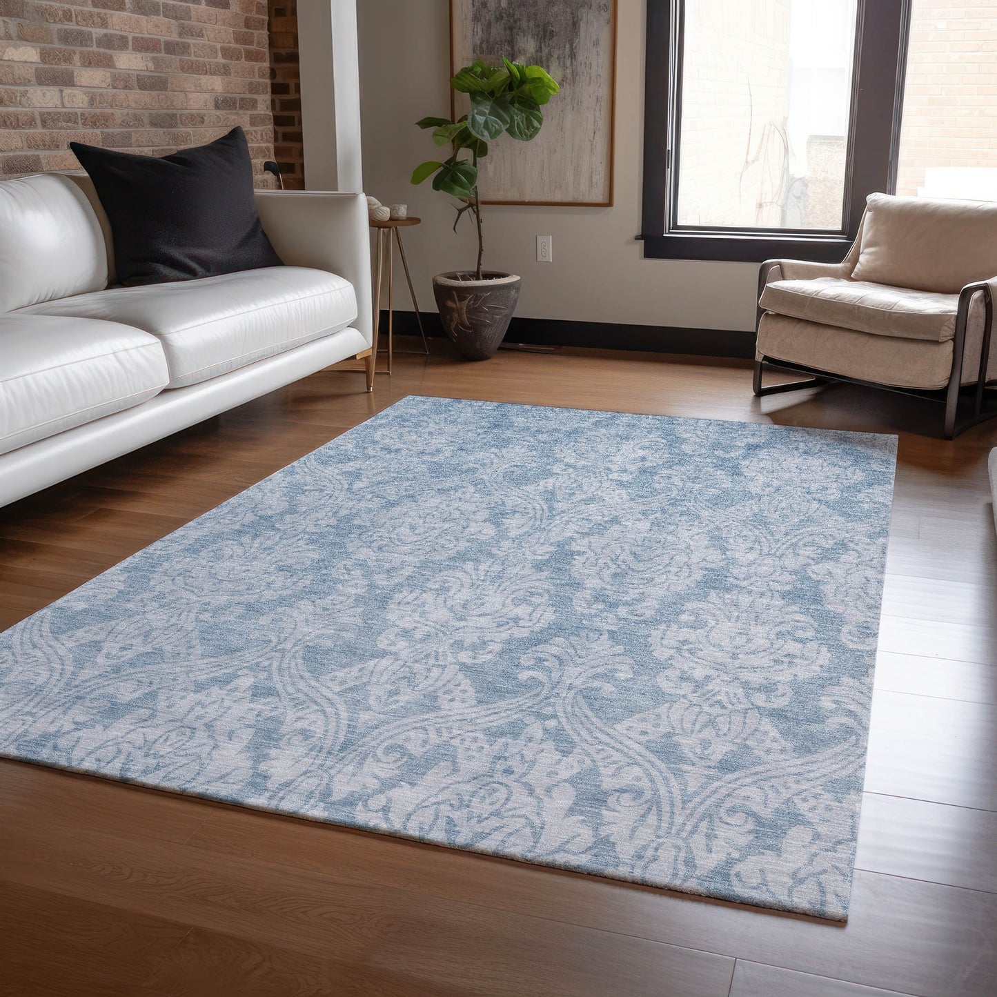 Addison Rugs Chantille ACN1659BU 9 x 12 (ft) Loomed Blue Rectangular Indoor/Outdoor Machine washable Pet Friendly Area rug