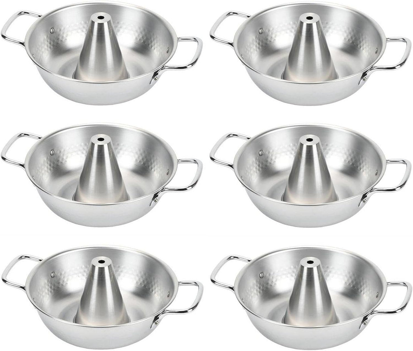 JapanBargain, 6-Pack Authentic Japanese Shabu Shabu Hot Pot with Chimney, 10.25-Inch Stainless Steel Traditional Beijing Style Hotpot, Made in Japan, Family Size 3-4 People, Premium Cookware