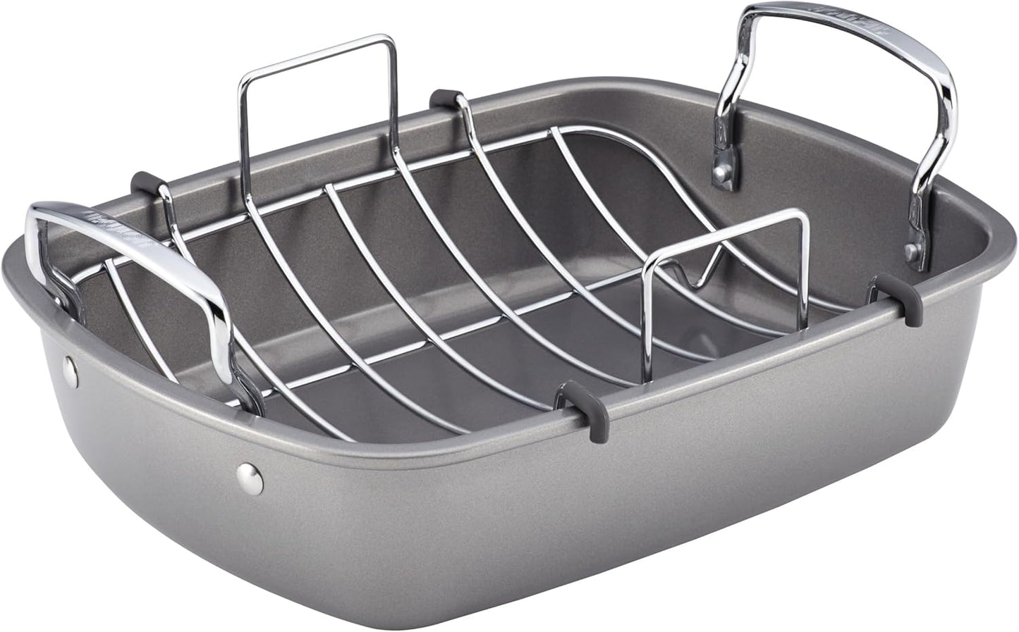 Circulon Nonstick Roasting Pan \/ Roaster with Rack - 17 Inch x 13 Inch, Gray