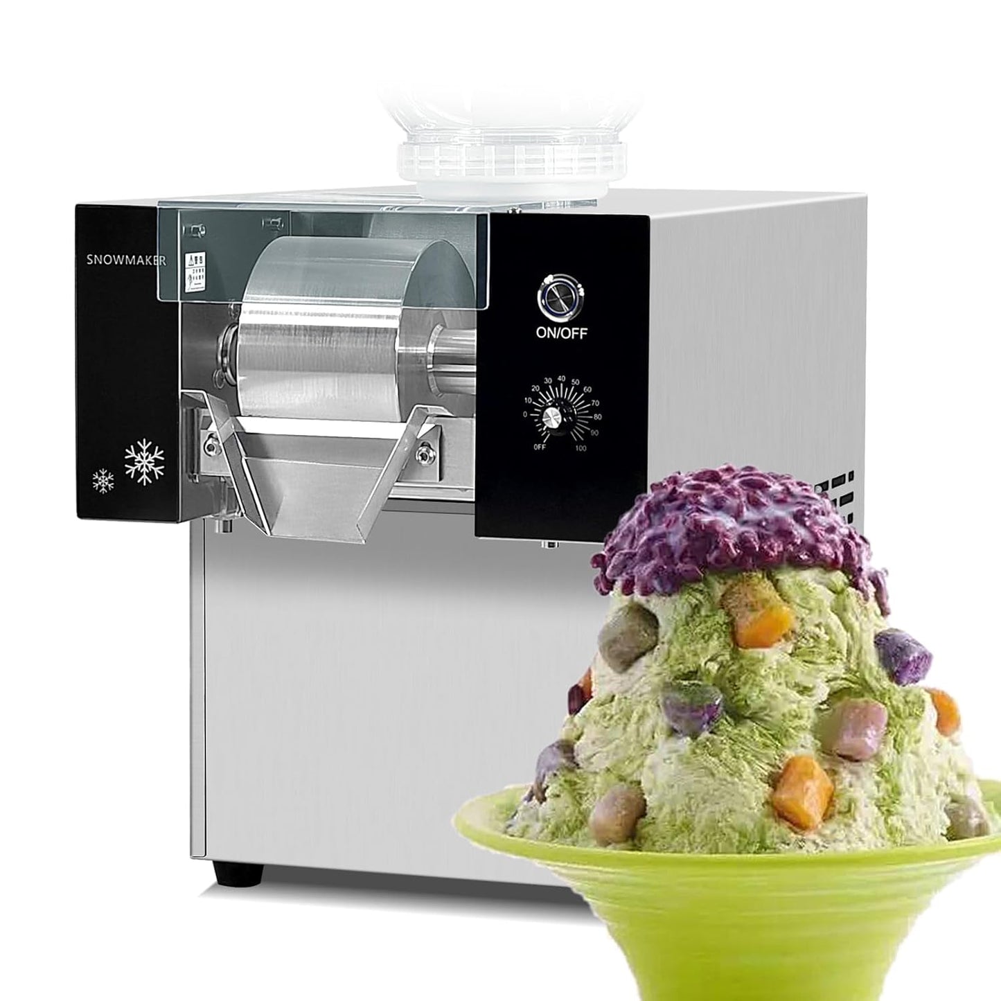 Kolice 90kg(198 lbs)\/Day Snow Cone Shaver, Shaved Ice Machine, Snowflake Ice Machine, Air Cooling for Desserts Shops, Food Truck, Restaurant, Milktea Shops, etc