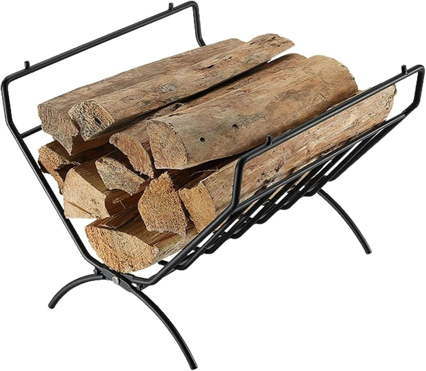 Outdoor Firewood Rack & Folding Log Holder, Multi-Functional Iron Fireplace Storage, Portable & Non-Slip, Can Be Converted Into a Table