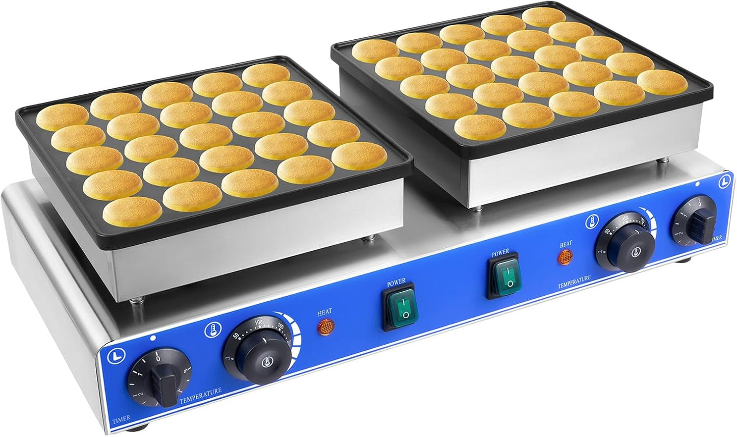 Electric Dutch Pancake Baker for 50 Pcs Mini Dutch Pancakes 1700W Commercial Non Stick Dutch Pancake Maker for Baking Crepes, Muffins, and Dutch Pancakes (50 Pcs)