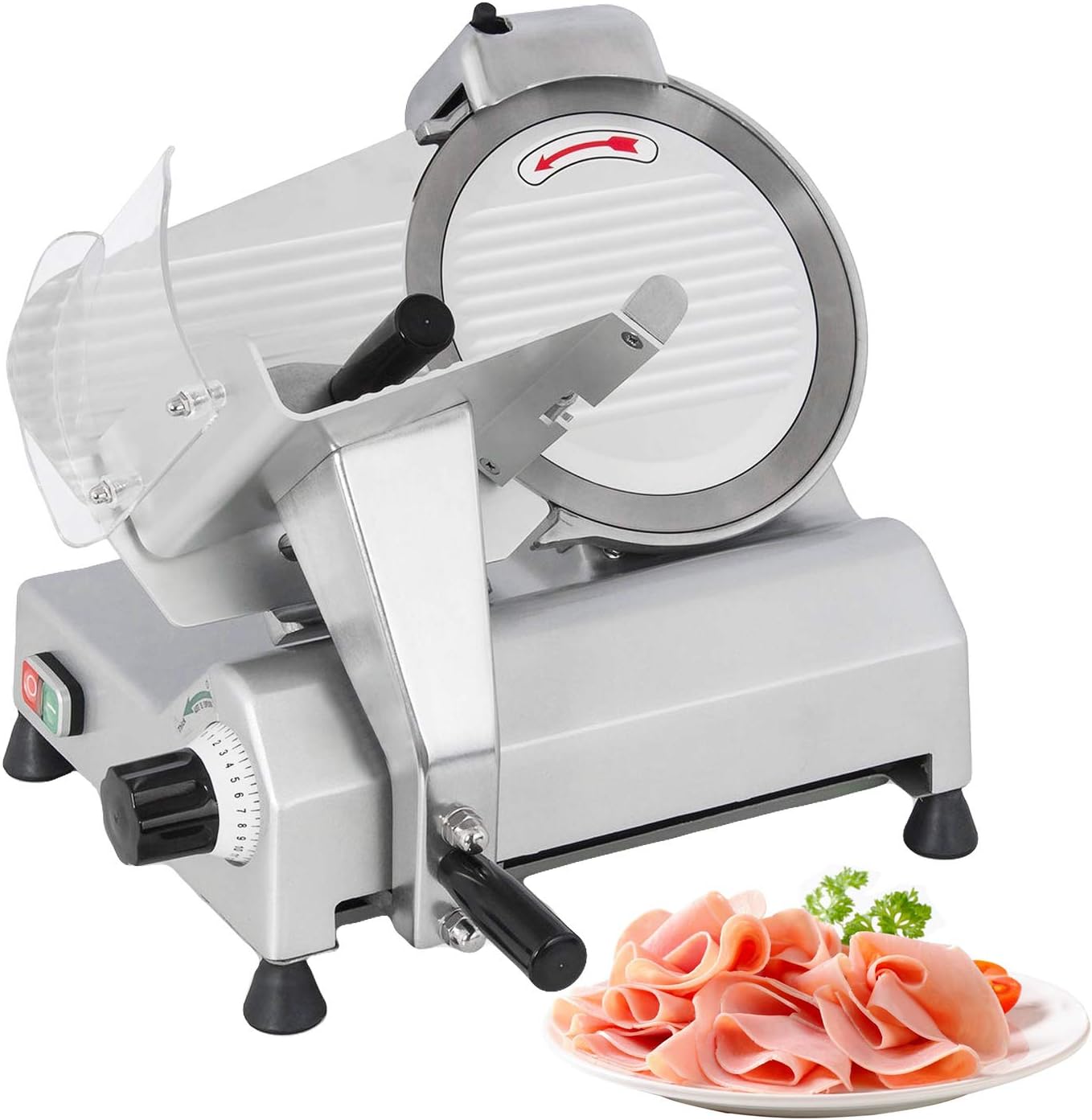 NicoPower Electric Meat Slicer | Commercial Food Slicer with 10-inch Stainless Steel Blade | Low Noise | 110V