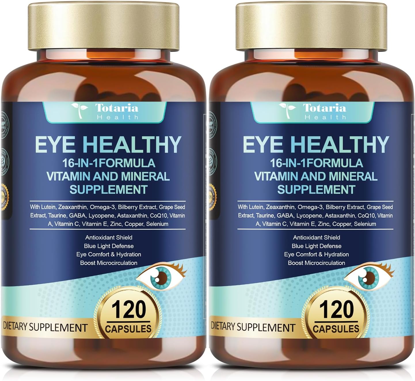 AREDS 2 Eye Vitamins and Mineral Bilberry Extract Omega-3, Eye Vitamin for Seniors Macular Health and Dry Eye, Eye Vitamins Lutein and Zeaxanthin Support Eye Strain & Hydration (2 Packs)