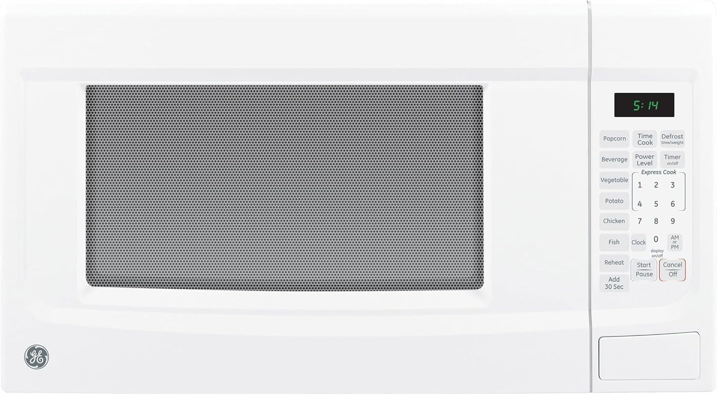GE GCST14S1WWW Microwave Oven,1,100-watt 7 Auto Cooking Settings, Child-Lock Technology, Kitchen Essentials for The Countertop, Dorm Room or Apartment, 1.4 Cu. Ft, White