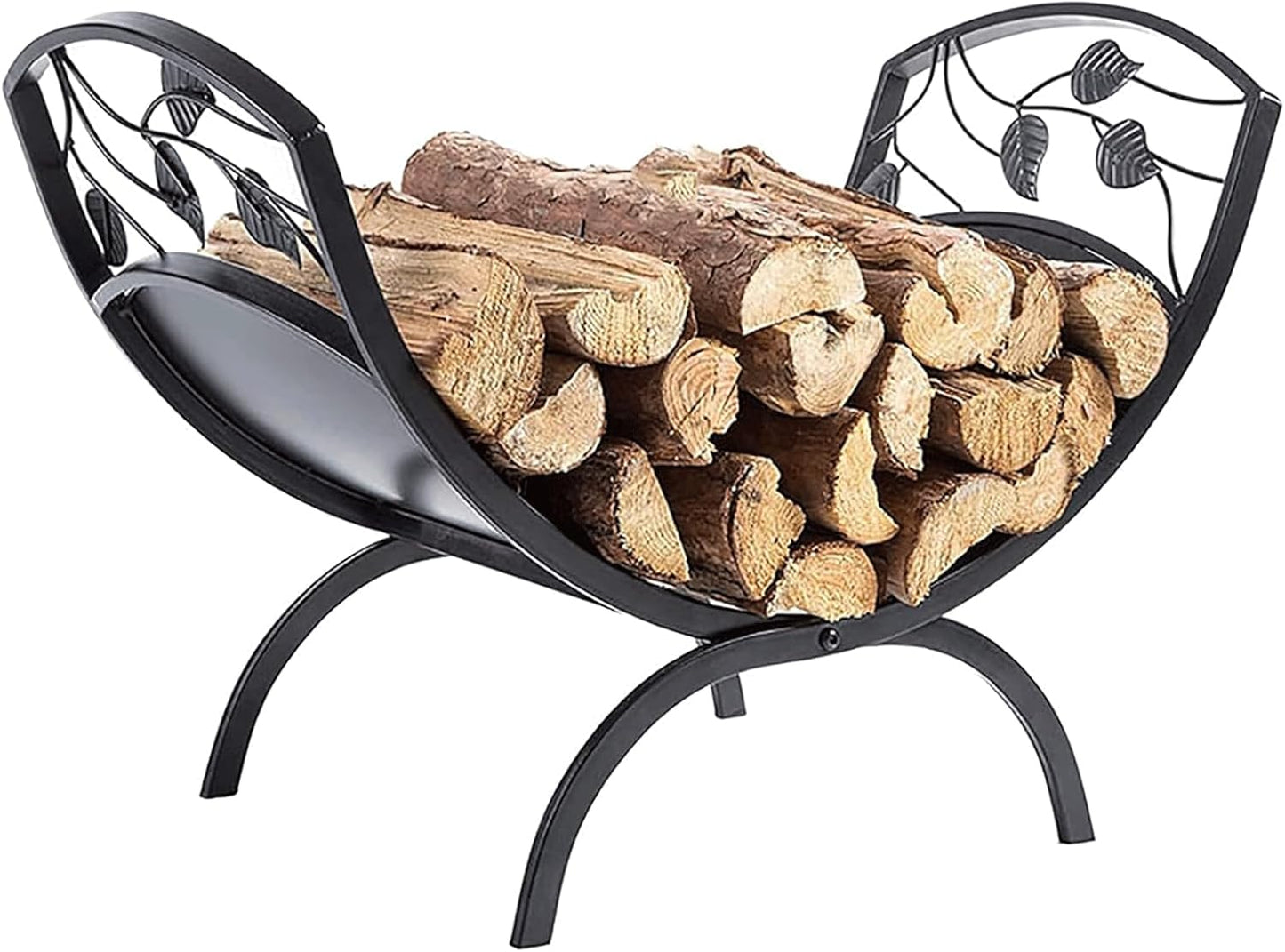 Log Store Outdoor Firewood Rack Rectangle Log Storage Rack Bracket Wrought Iron Fireplace Wood Storage Holder Fireplace Tools,