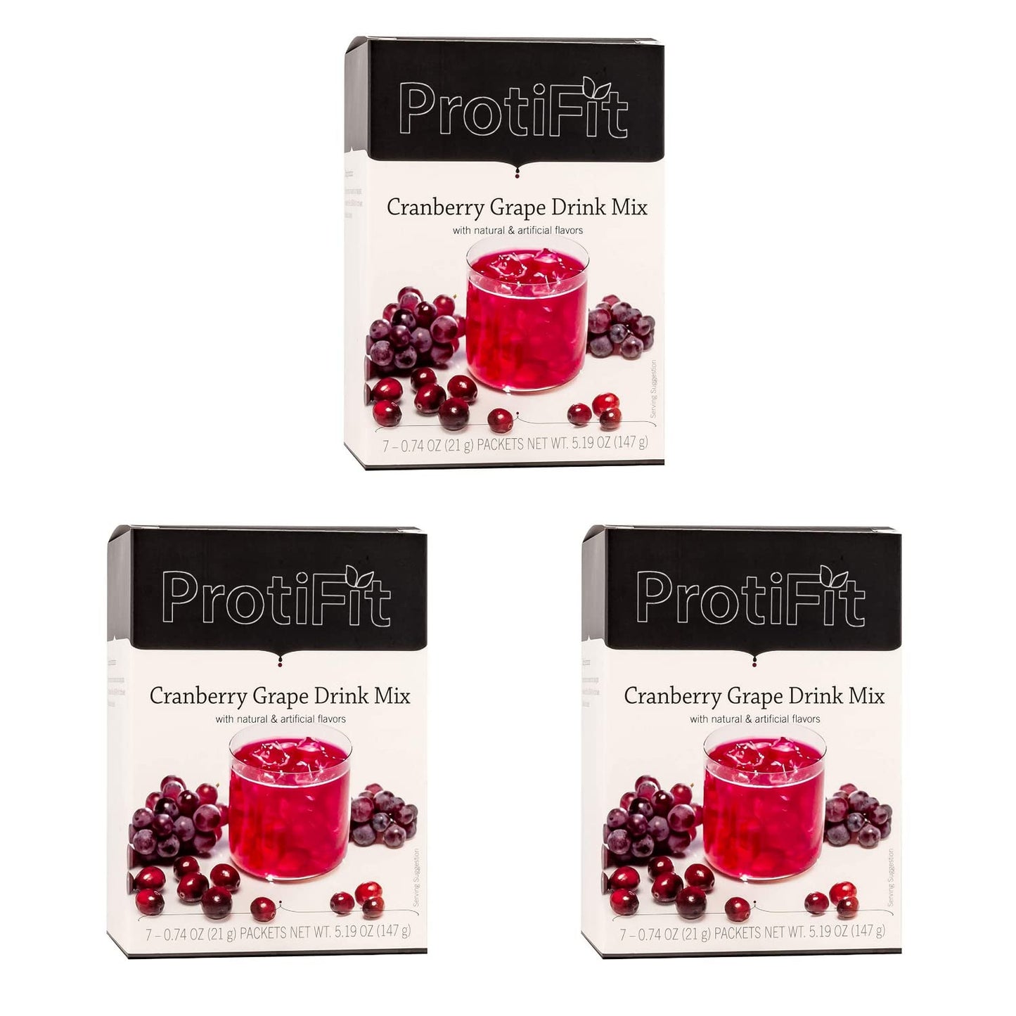 High Protein Cranberry Grape Fruit Drink 3 Pack, 15g Protein, Low Calorie, Sugar Free, Ideal Protein Compatible, 7 Servings Per Box, (3 Pack)