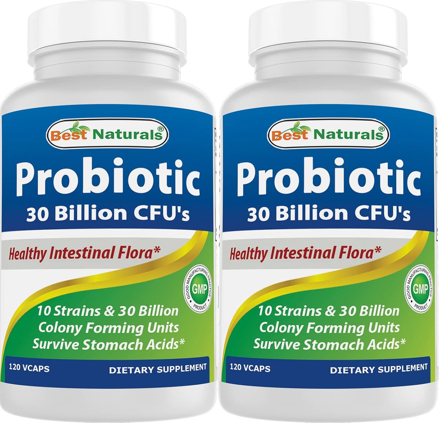 Best Naturals Probiotic 10 Strains 30 Billion Shelf Stable 120 Veggie Caps (120 Count (Pack of 2))