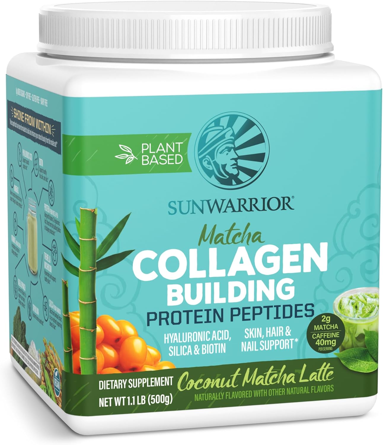 Vegan Collagen Protein Powder for Women Silica Plant Based Collagen Powder with Vegan Hair Skin and Nails Vitamins Non-GMO No Added Sugar Soy Dairy & Gluten Free (Coconut Matcha, 20 Servings)