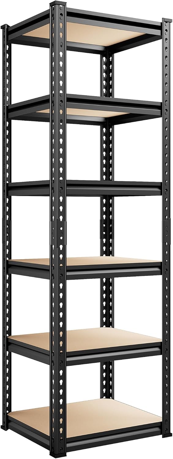 REIBII Storage Shelves 6 Tier Garage Shelving Heavy Duty Metal Shelving Loads 2250LBS Adjustable Metal Shelves for Garage Pantry Closet Kitchen Basement 16" W x 16" D x 72" H