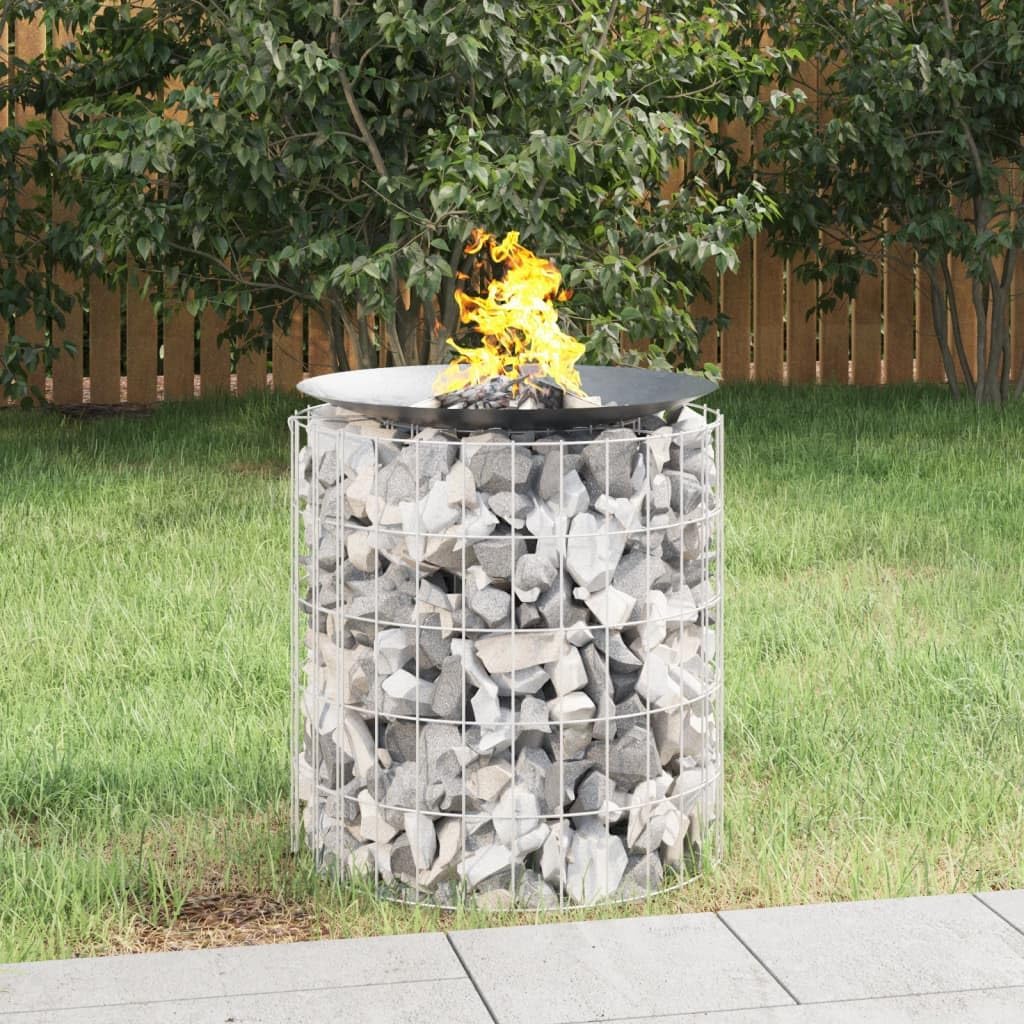 Gabion Fire Pit Ø Galvanized Iron Gabion Fire Pit for Garden and Patio Use 19.7" Galvanized Iron