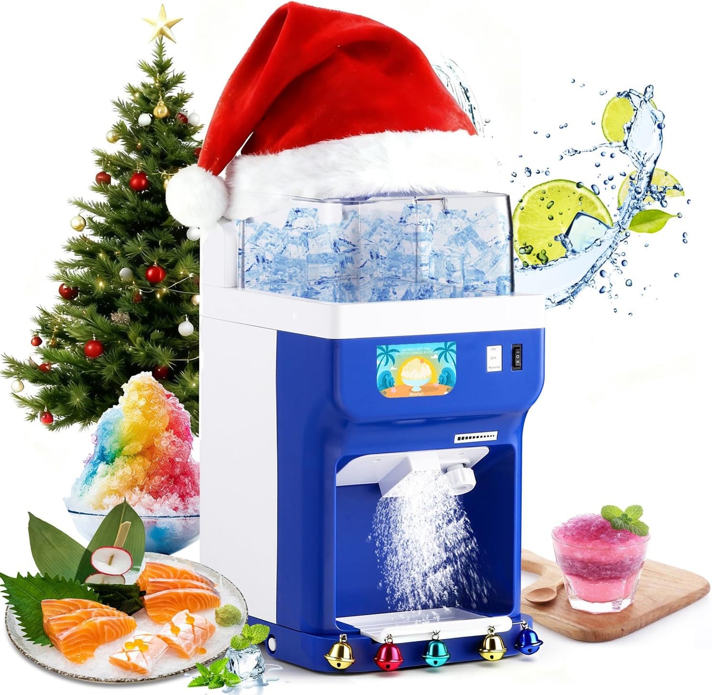 Newhai Commercial Shaved Ice Machine 250W, 8.5QT (8L) Ice Shaver Electric Snow Cone Maker for Summer, Automatic Ice Crusher Adjustable Ice Thickness for Parties Restaurants Cafes