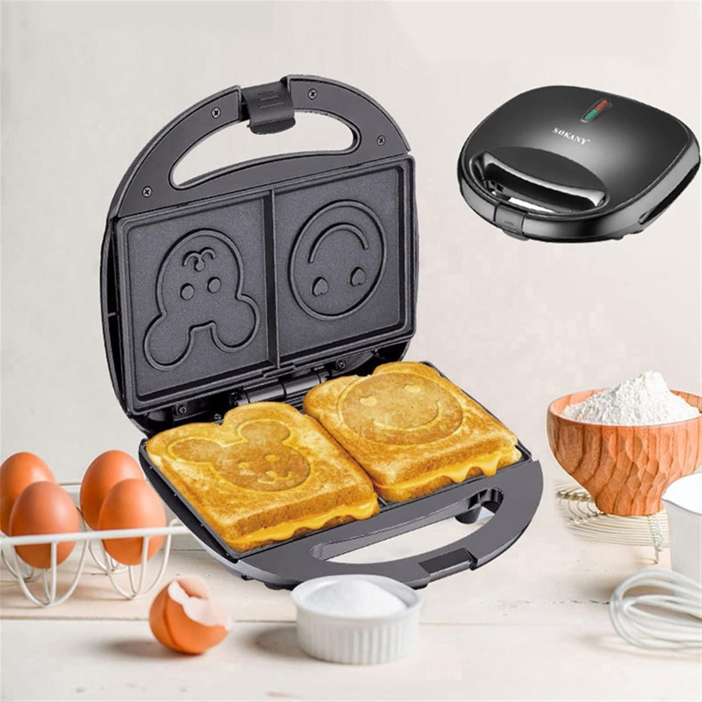 Electric Griddles, Electric Maker Cooking Kitchen Appliances Bubble Egg Cake Oven Breakfast Machine Waffles Pot Iron Baking Pan (Color : Black, Size : EU)