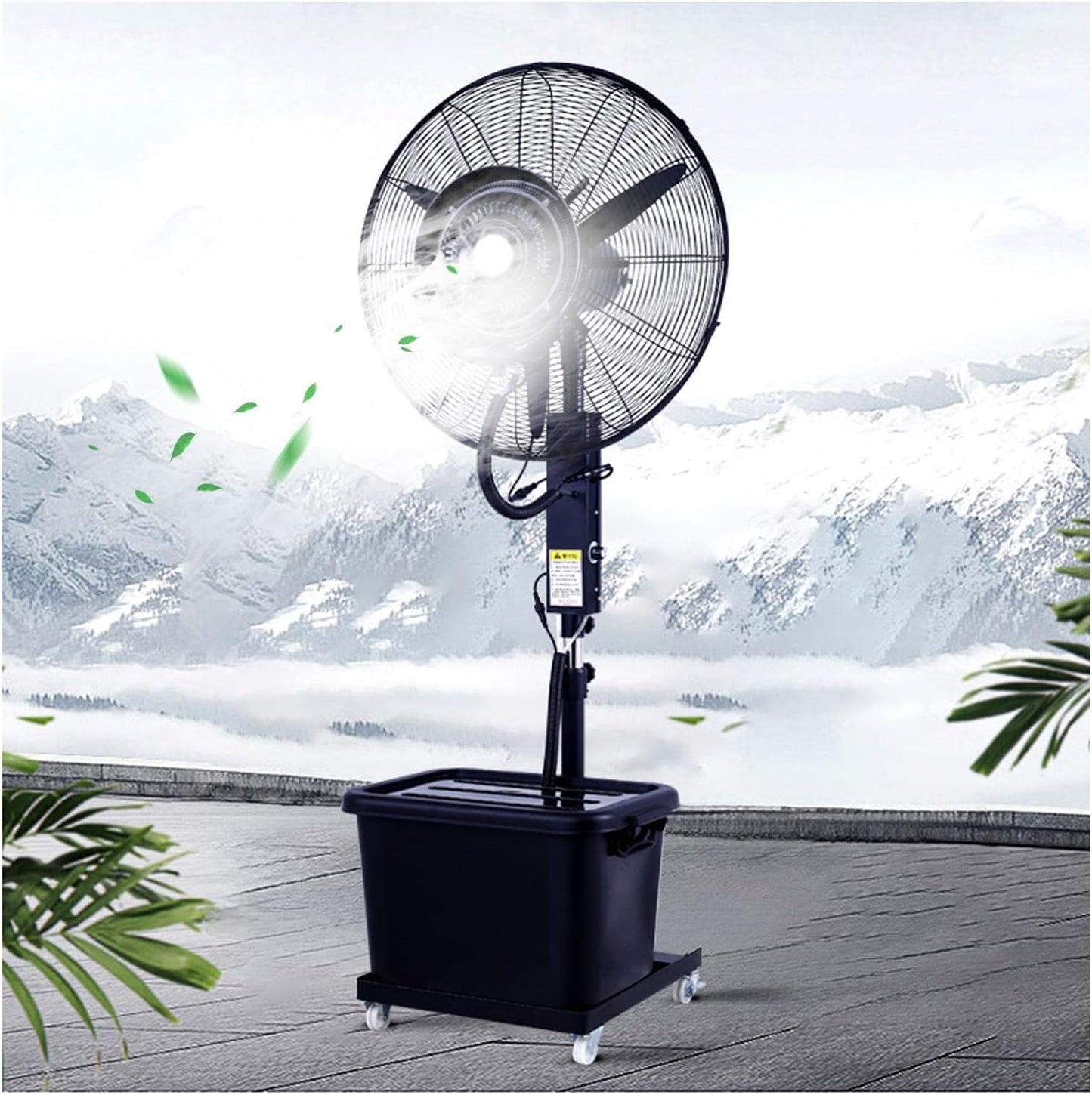 Standing Misting Fan Industrial Liftable Pedestal Fan Outdoor 90° Oscillating Cooling Fan For Shop Garage Gazebo Commercial Portable Mister Air Cooler 3 Speeds(30in)