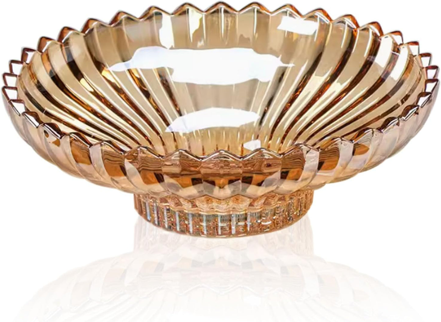 Rxcvkmw Glass Fruit Bowl or Decorative Bowl, used for Kitchen counter or living room center table decoration, 12 inch Fruit Bowl or Center Bowl (Amber)