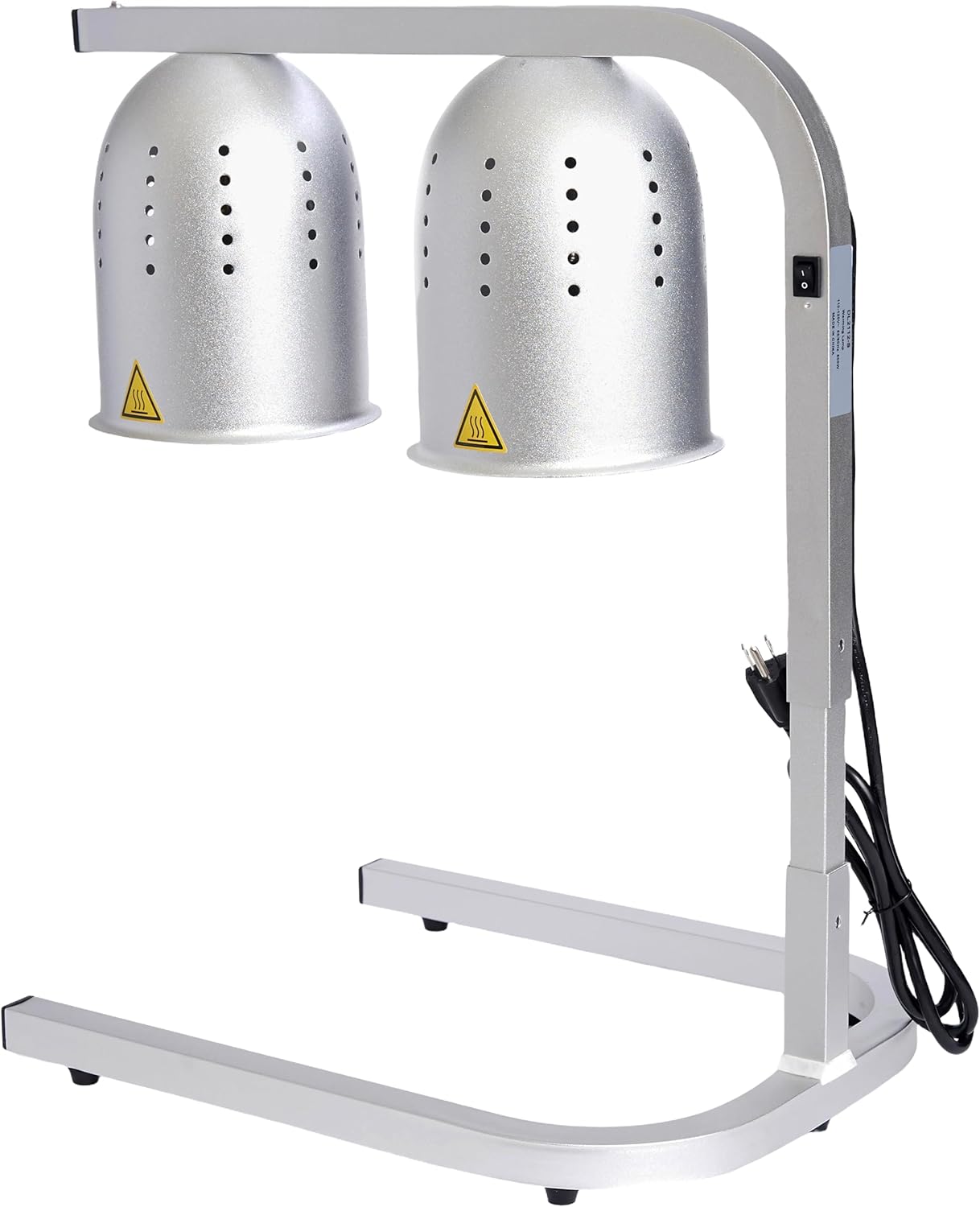 SYBO DL2112 Commercial Grade Food Heat Lamp, Electric 2-Bulb Food Warmer with Adjustable Stand, 500W, Silver