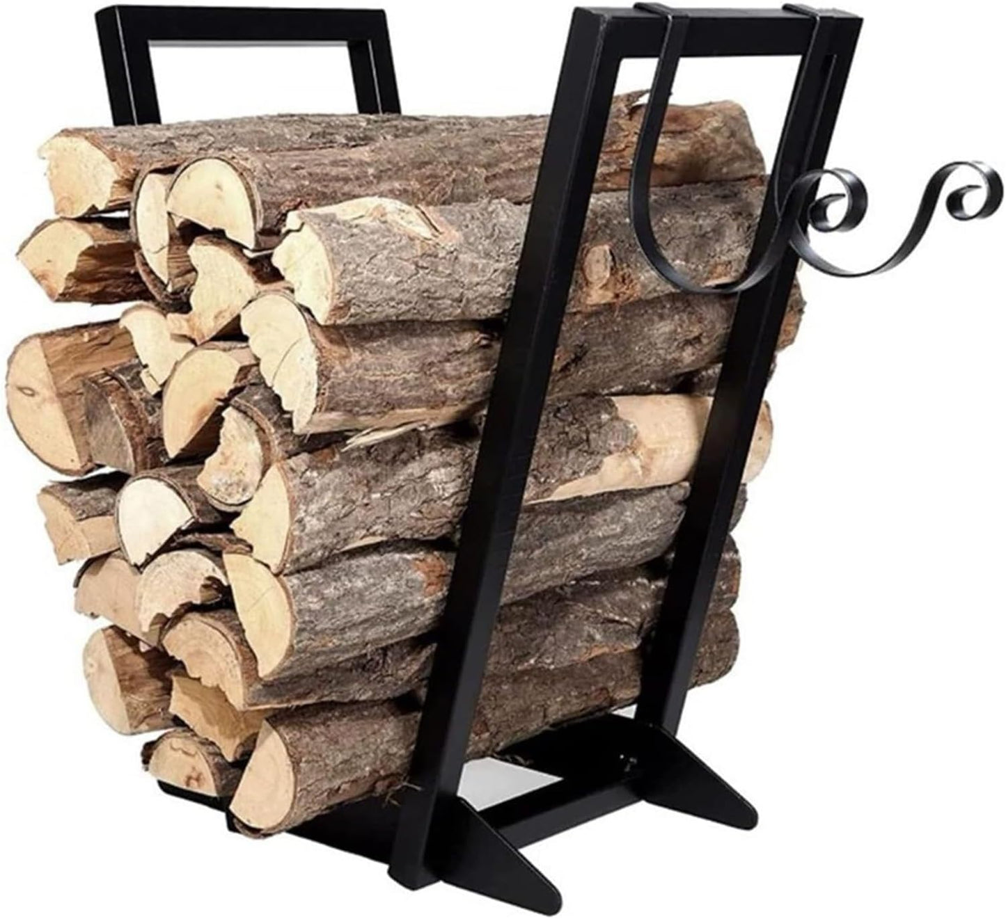Firewood Rack,Firewood Holder, Log Rack Wood Storage Holder with Hooks Metal Indoor Outdoor Firewood Rack Stand Small